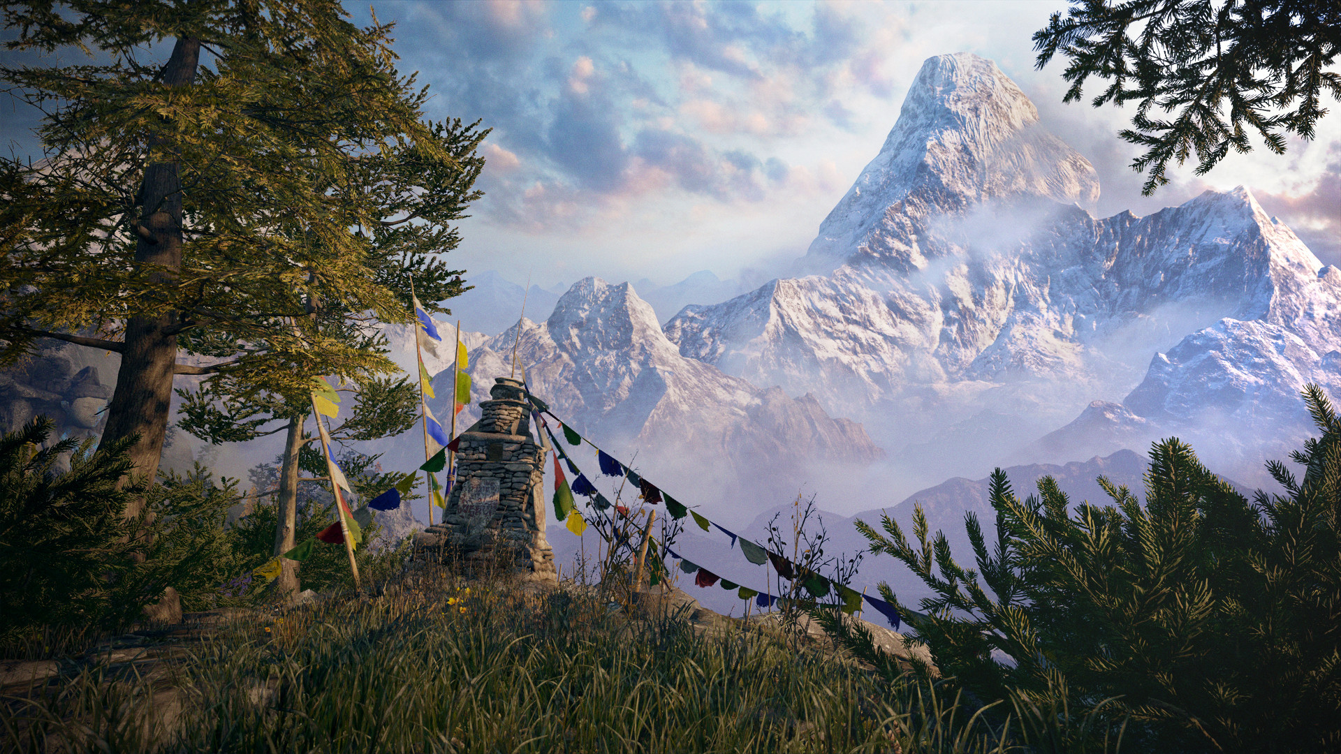 Far Cry 4, Kyrat, Himalaya, Bandiere di preghiera, Full HD 1080p, sfondo desktop