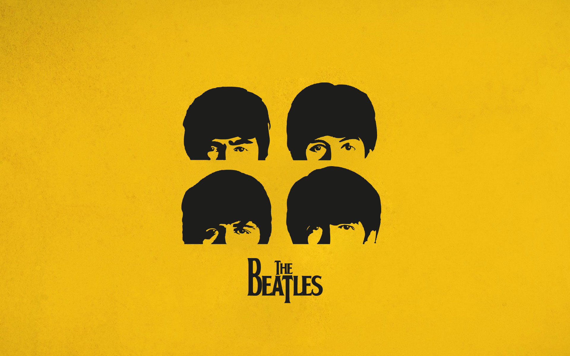 The Beatles, Silhouette, Sfondo giallo, Minimalismo, Full HD, wallpaper per PC