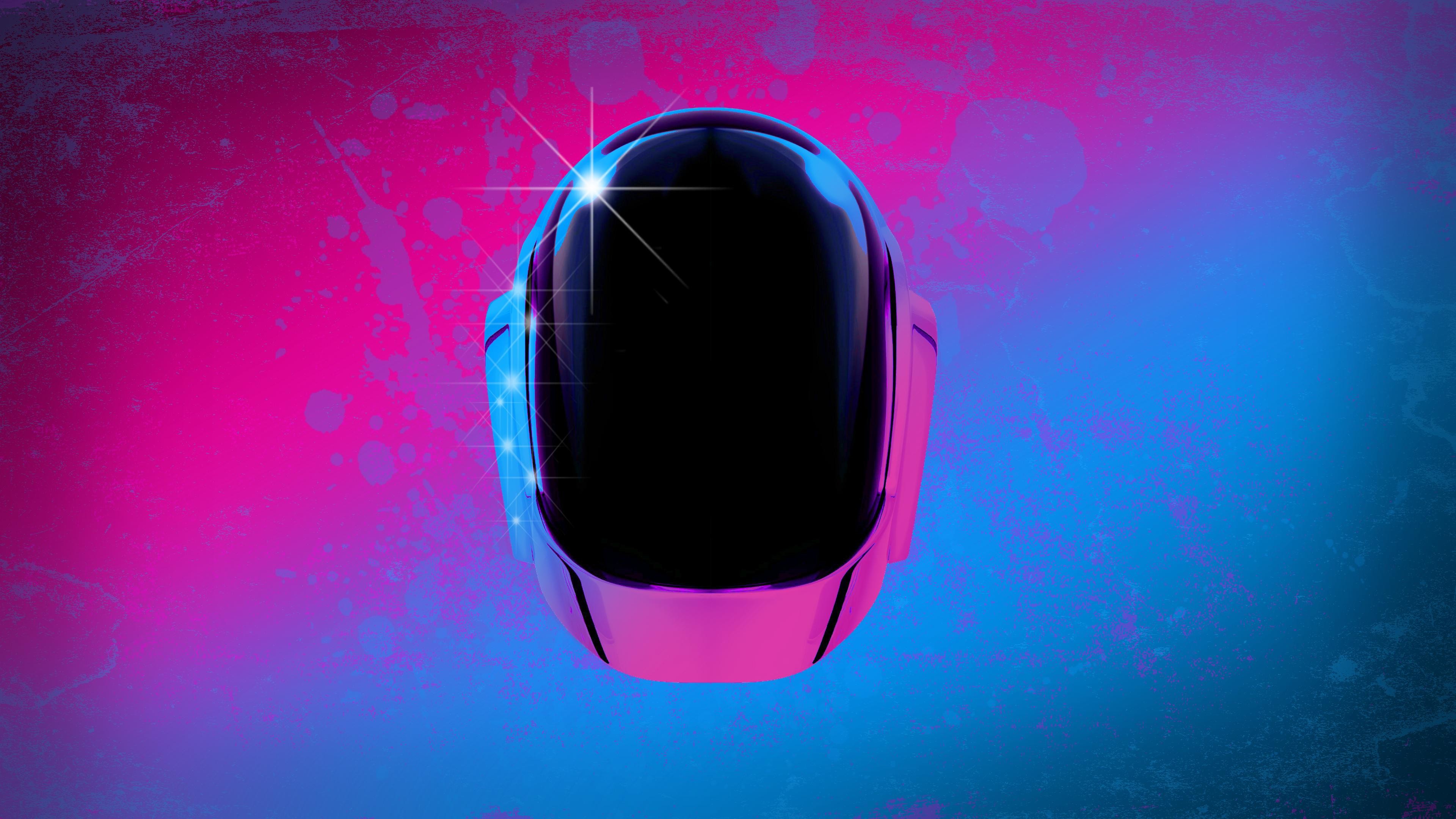 Daft Punk, Casco, Rosa e blu, 4K, sfondo per PC