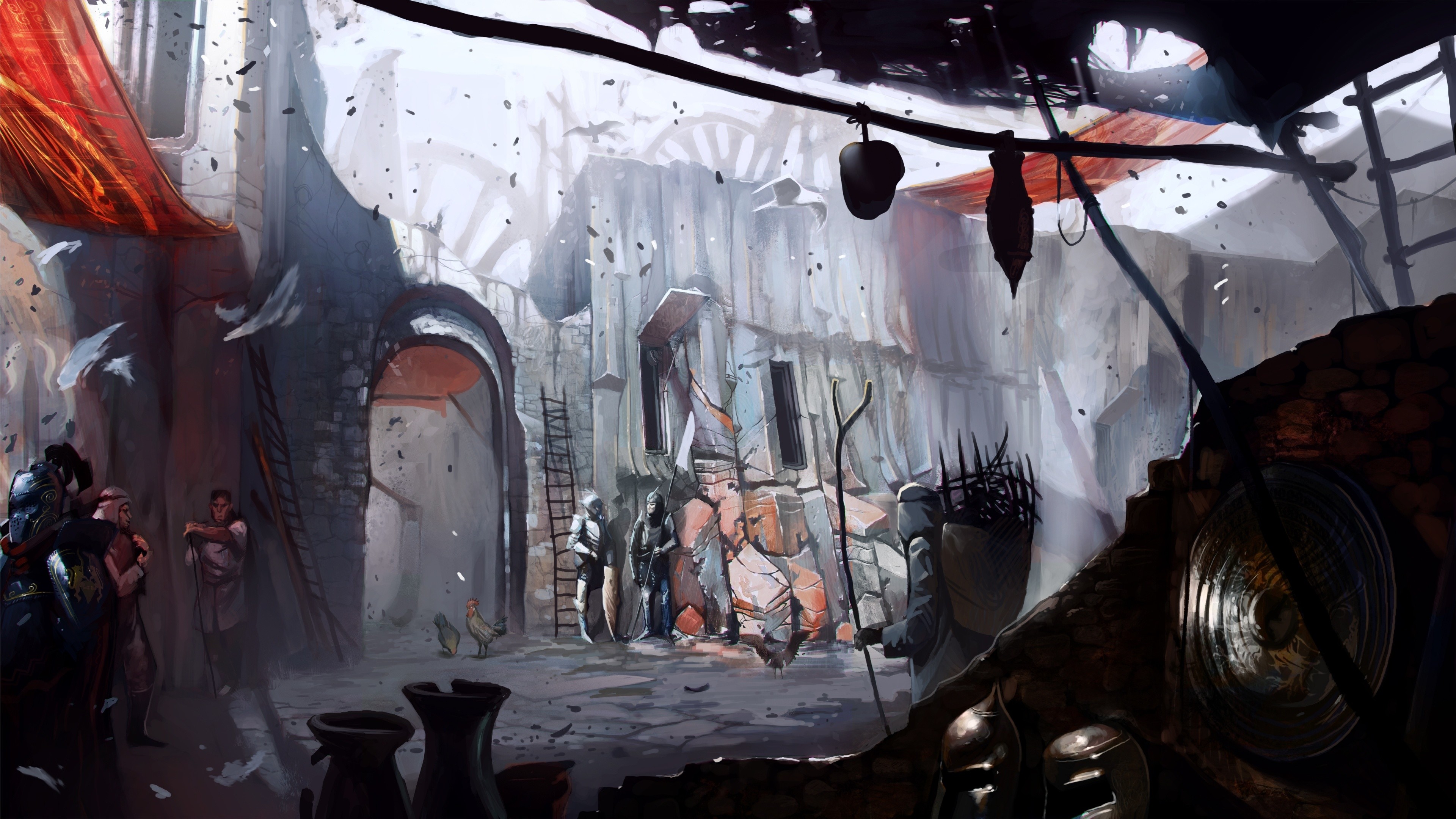 Dragon Age, Città, Rovine, Arte concettuale, 4K, sfondo per portatile
