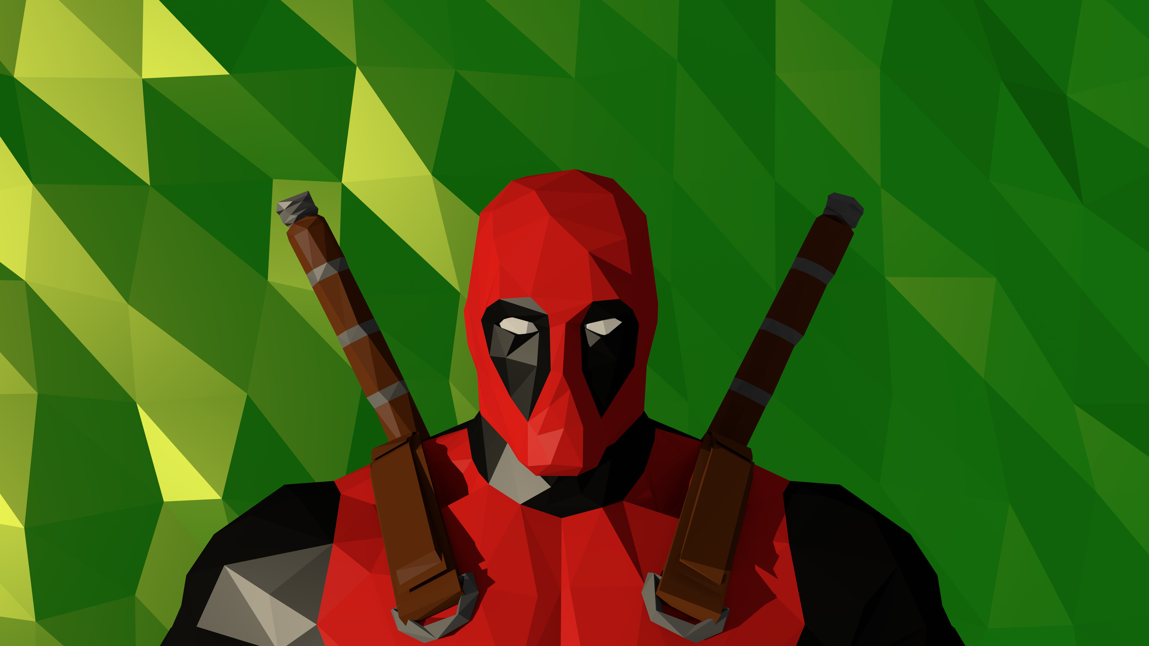 Deadpool, Low poly, Katana, Verde, 3840x2160, immagine di sfondo