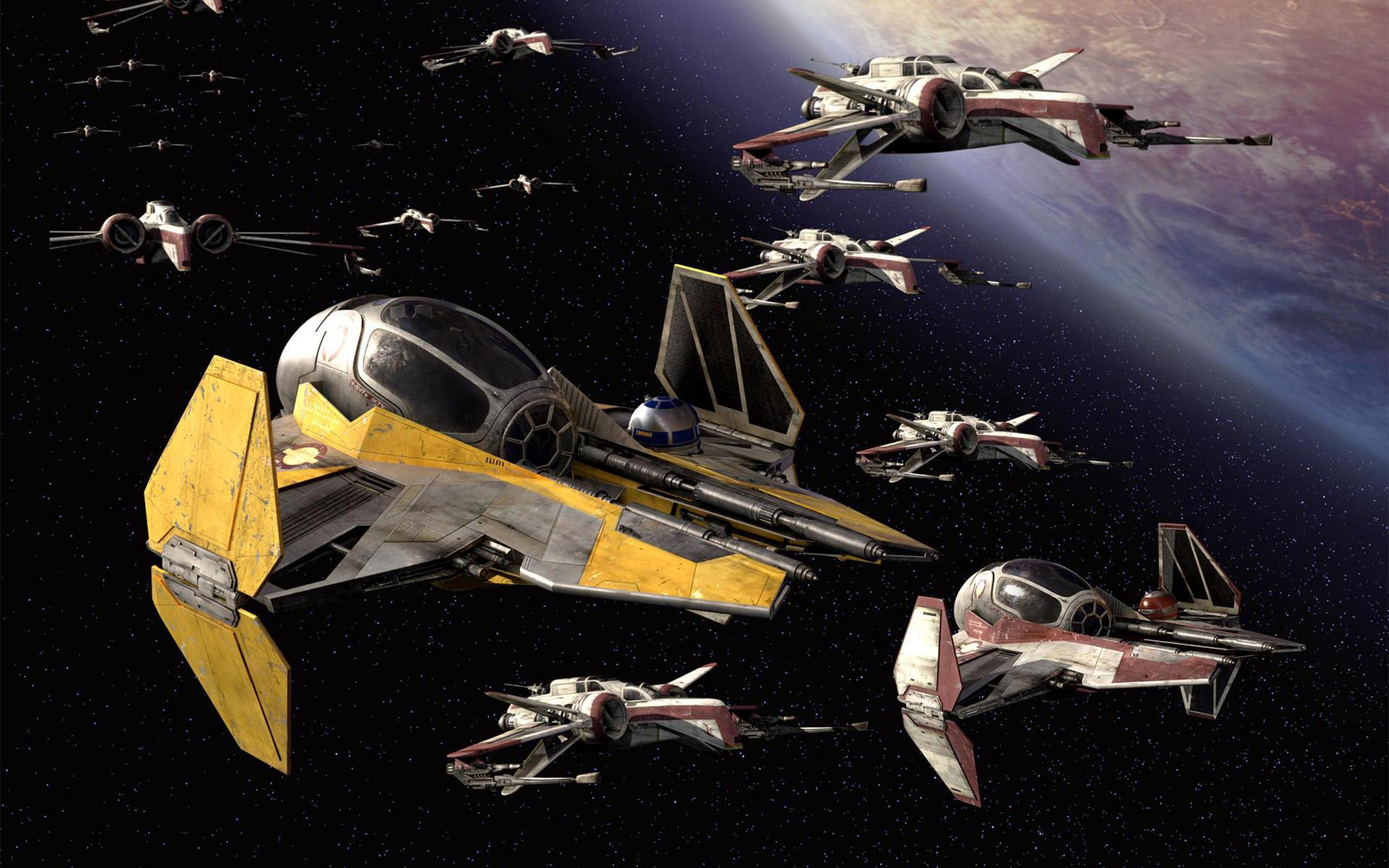 Jedi Starfighter, ARC-170, Star Wars, Astronavi, Spazio, 2K, sfondo per PC e portatile