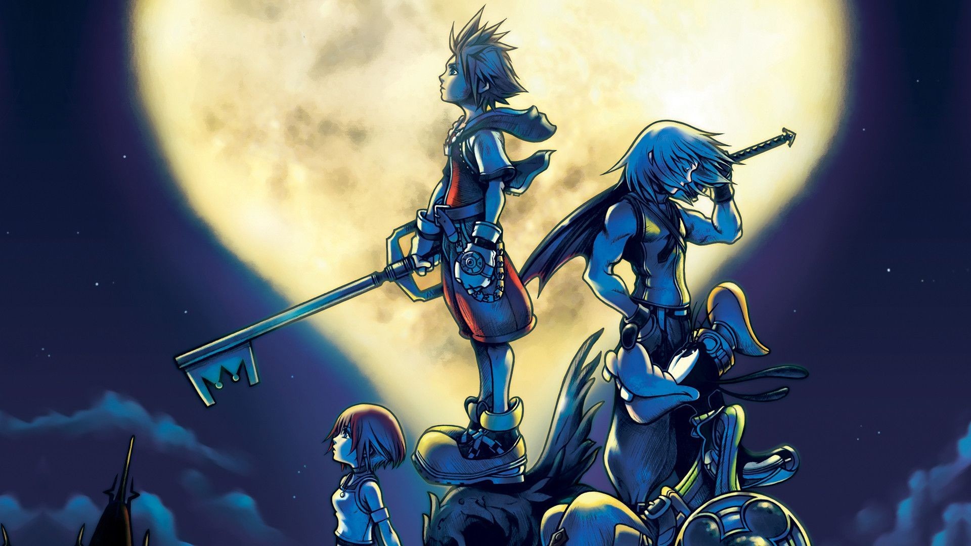 Kingdom Hearts, Sora, Riku, Kairi, Luna, Keyblade, 16:9 Full HD, sfondo widescreen