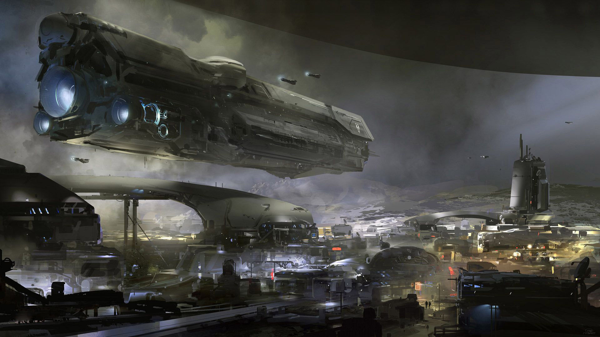 Halo 5: Guardians, Concept art, Astronave, Base militare, Full HD, sfondo per PC