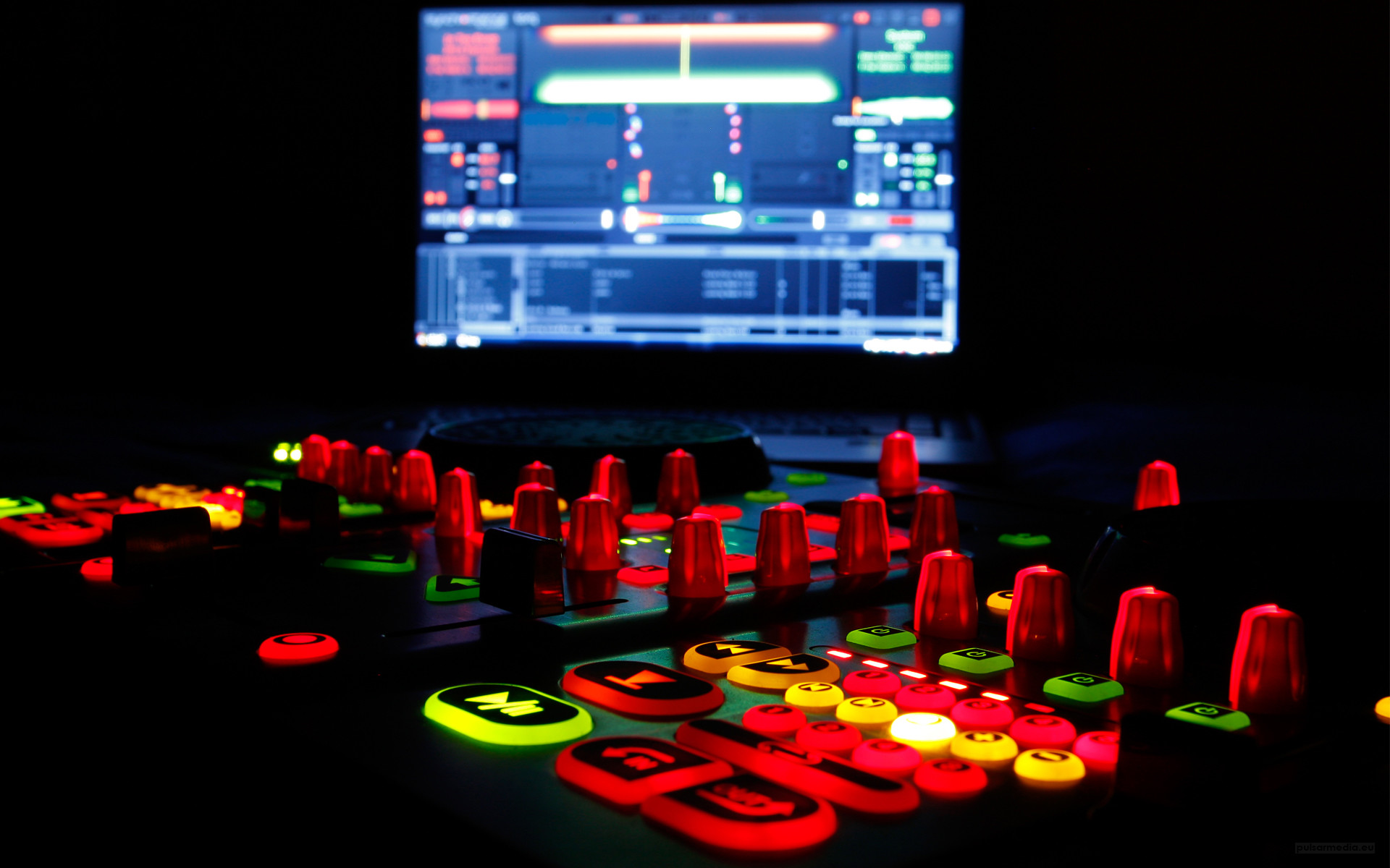 Controller DJ, Laptop, Pulsanti luminosi, Rosso, 1920x1200, sfondo MacBook Pro