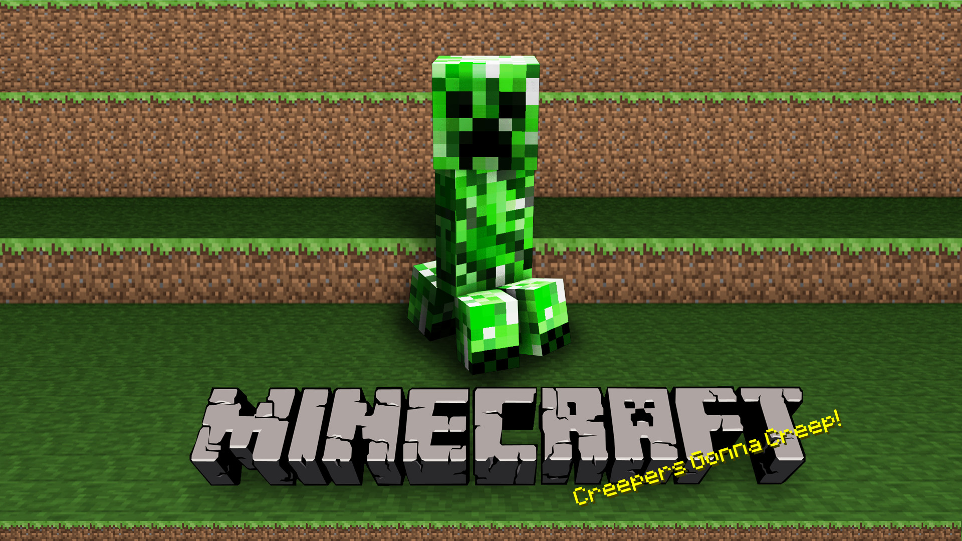 Minecraft, Creeper, Logo, Erba, 1920x1080, sfondo per PC