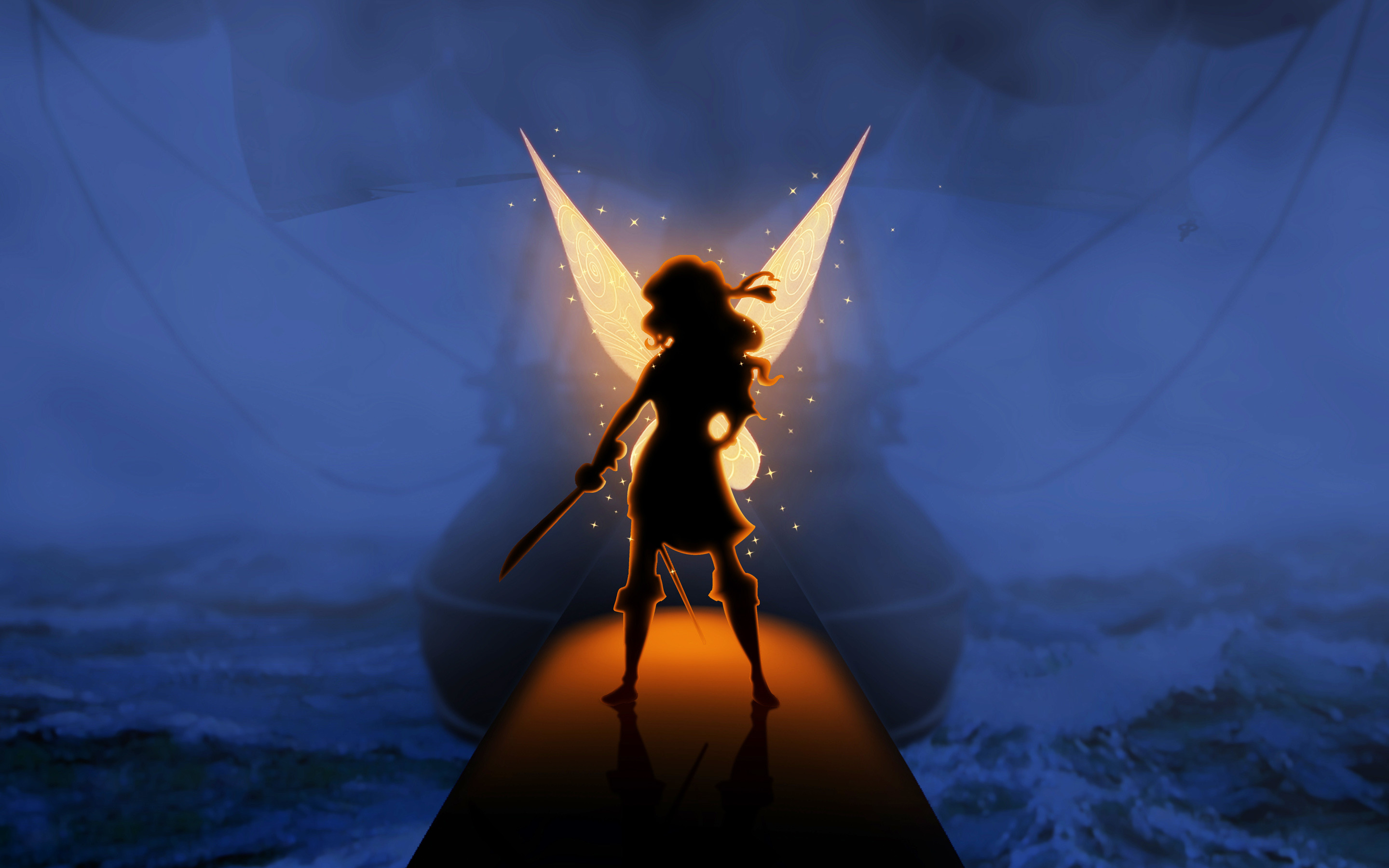 Zarina, Trilli e la nave dei pirati, Silhouette, Ali di fata, 2880x1800, wallpaper desktop