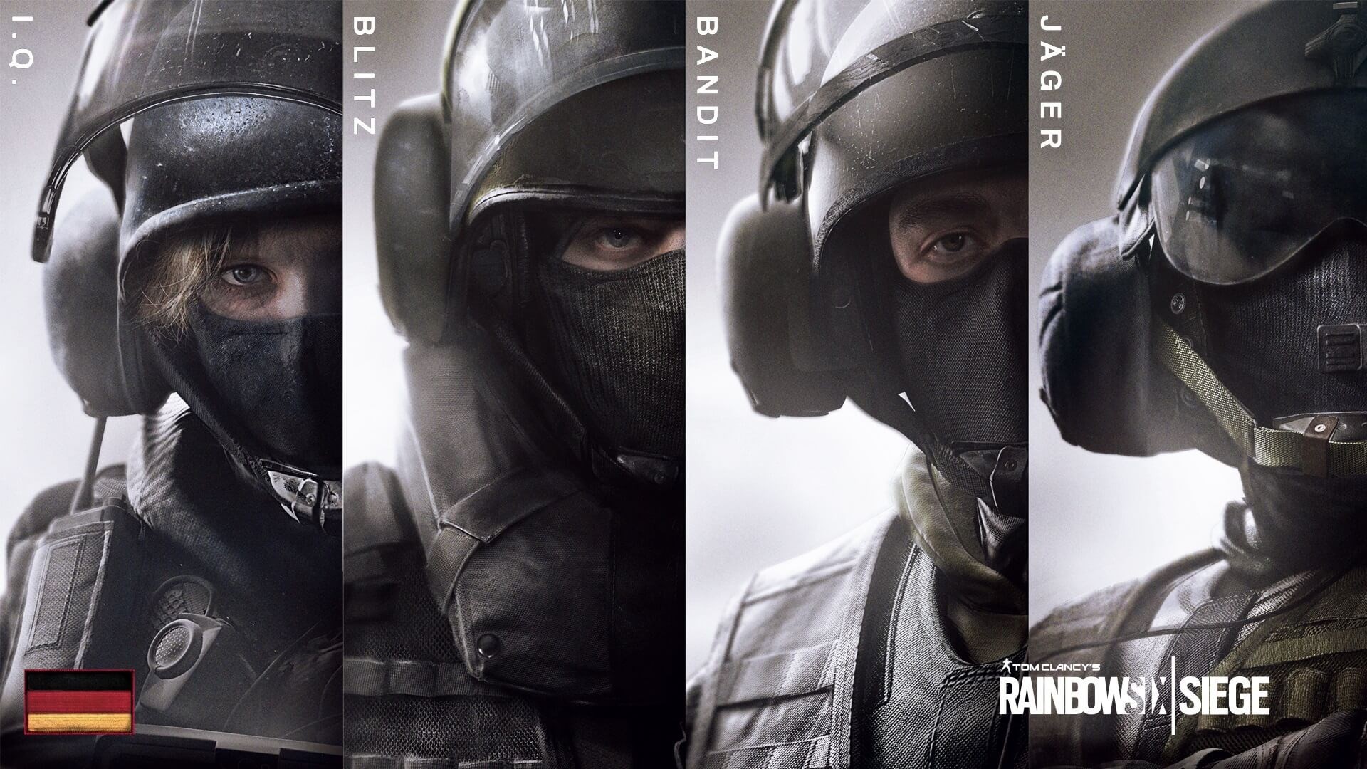 Rainbow Six Siege, IQ, Blitz, Bandit, Jäger, GSG 9, Operatori, Primo piano, sfondo widescreen Full HD