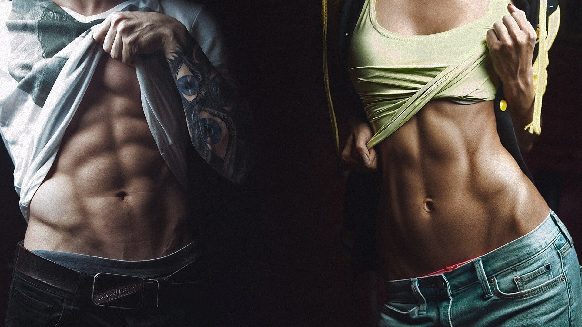 Addominali, Fitness, Coppia, Full HD, sfondo Windows 11