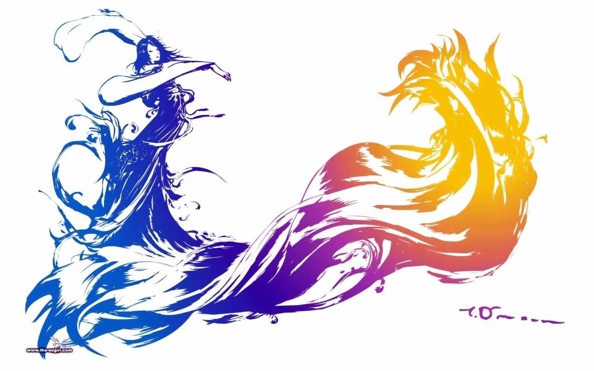 Final Fantasy X, Logo, Yoshitaka Amano, Sfondo bianco, Full HD, wallpaper desktop