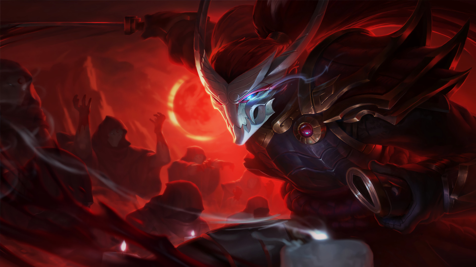 Yasuo, League of Legends, Rosso, 1920x1080, sfondo per PC