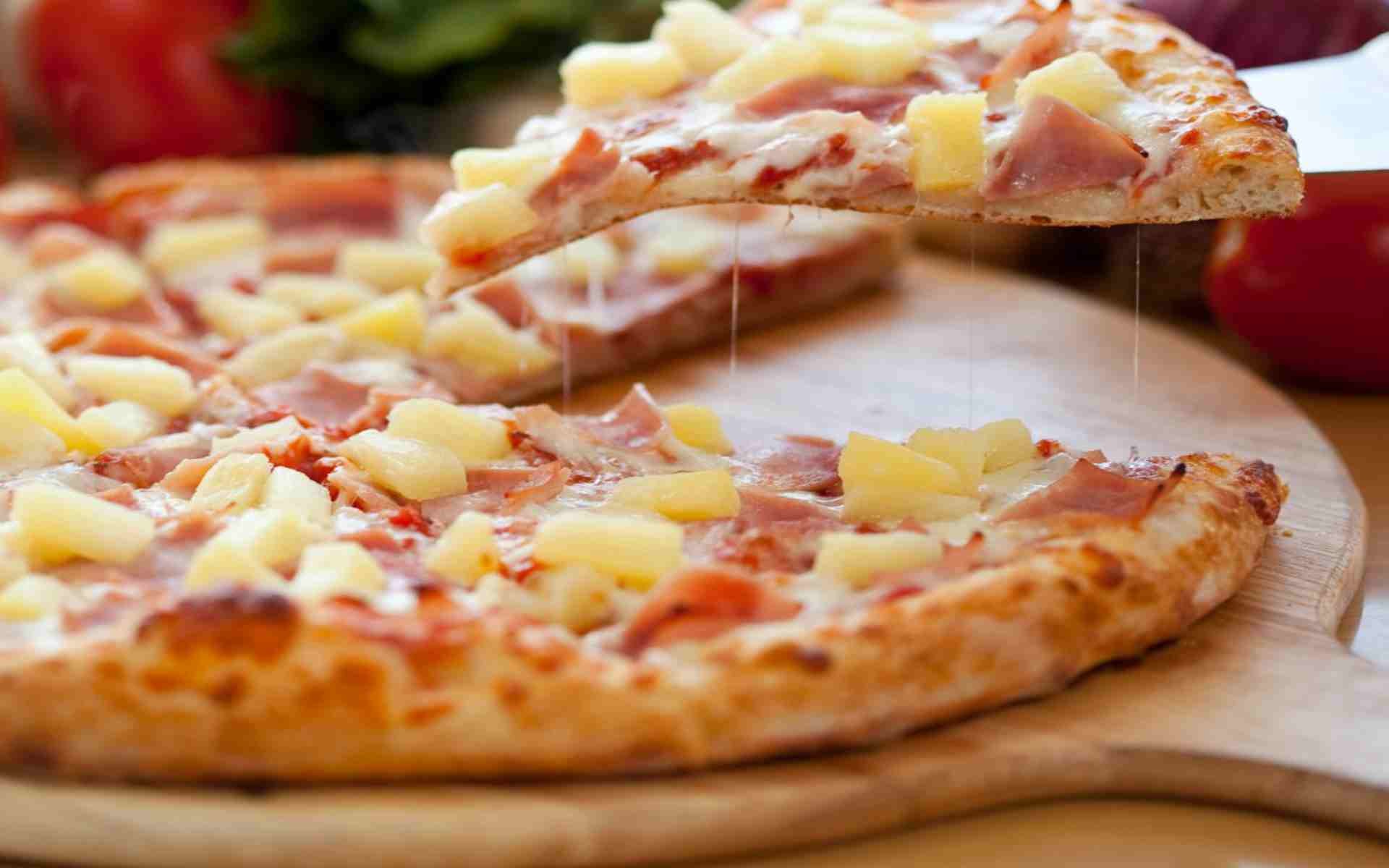 Pizza hawaiana, Ananas, Prosciutto, Fetta, Full HD, sfondo desktop