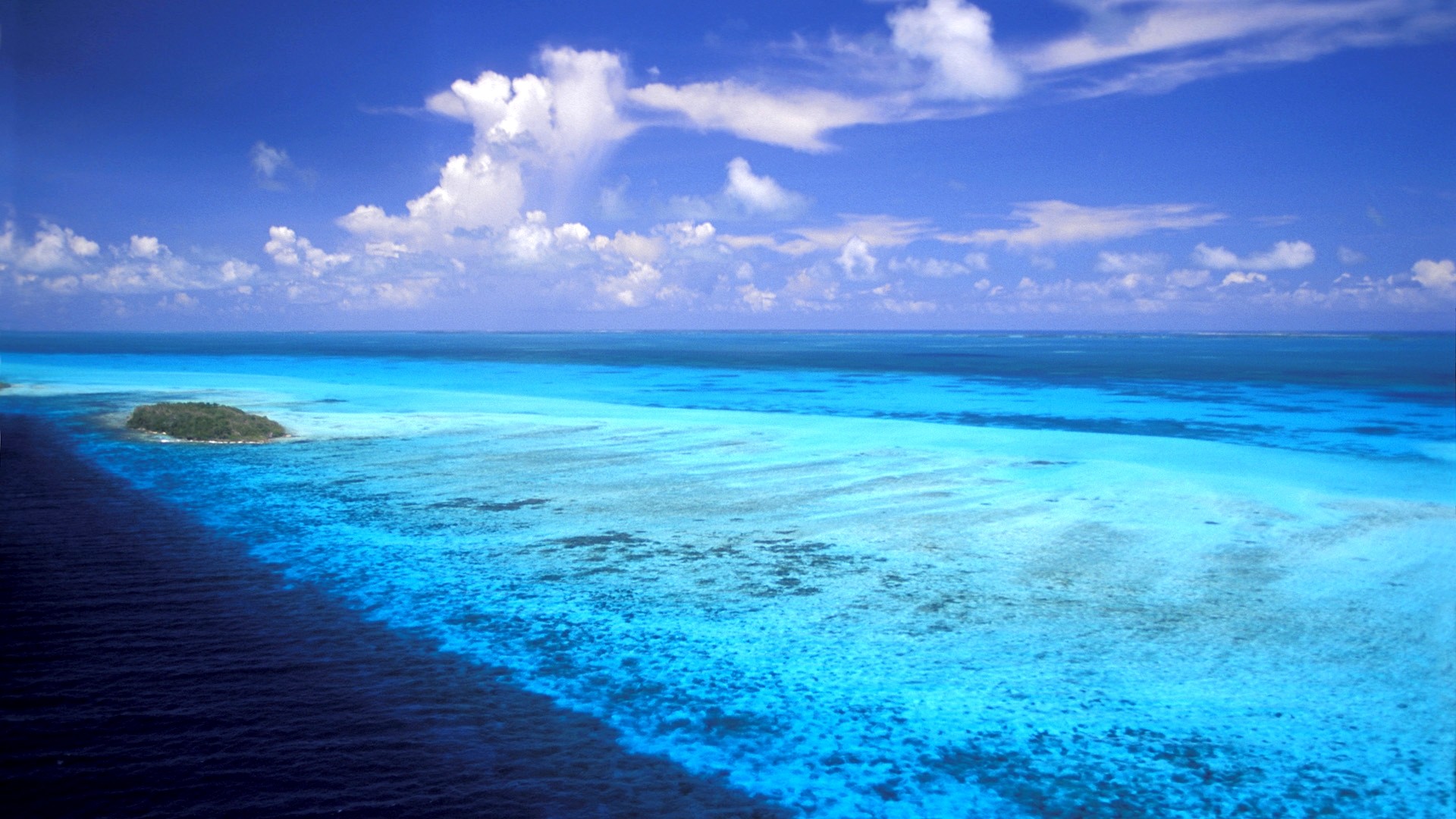 Barriera corallina, Oceano, Isola, Cielo azzurro, 1920x1080, sfondo per PC
