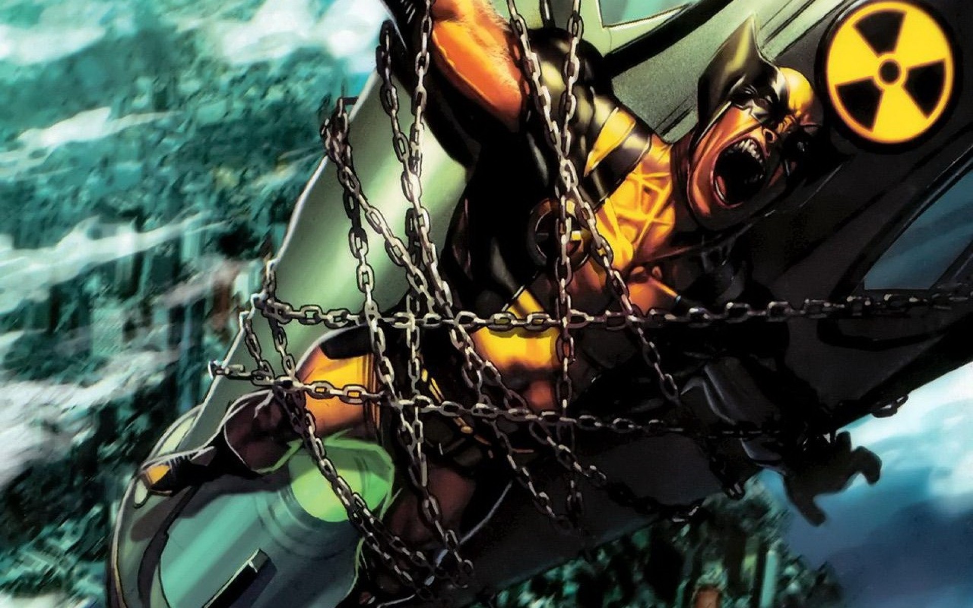 Wolverine, Marvel Comics, Catene, Simbolo radioattivo, 16:10 Full HD, sfondo widescreen