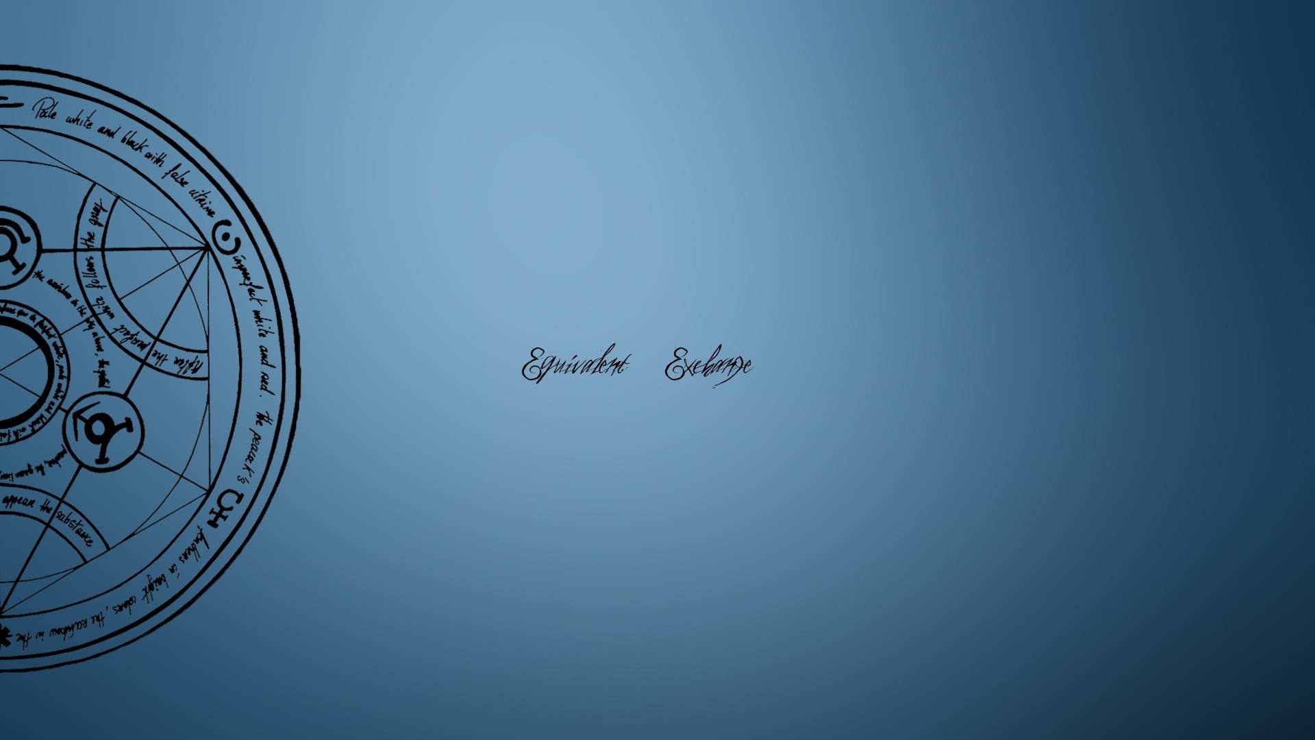 Fullmetal Alchemist, Cerchio alchemico, Minimalismo, Sfondo blu, wallpaper per portatile