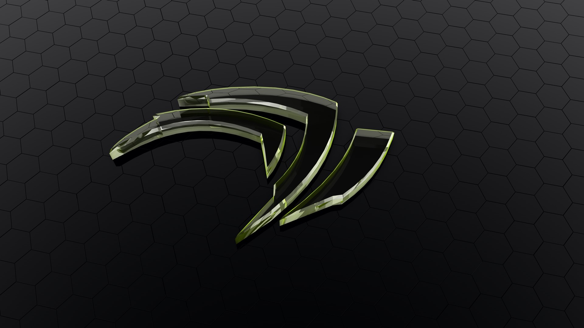 Nvidia, Logo, Vetro, Texture esagonale, 1920x1080, immagine di sfondo