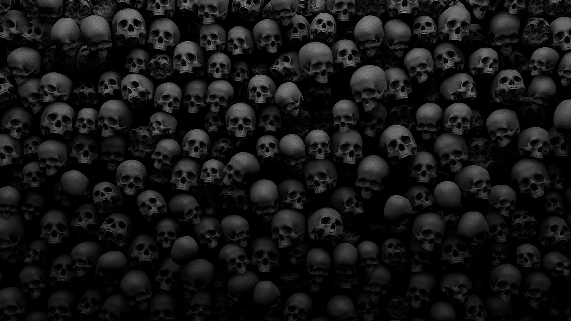 Teschi, Mucchio di teschi, Grigio scuro, Texture, Full HD, sfondo per PC