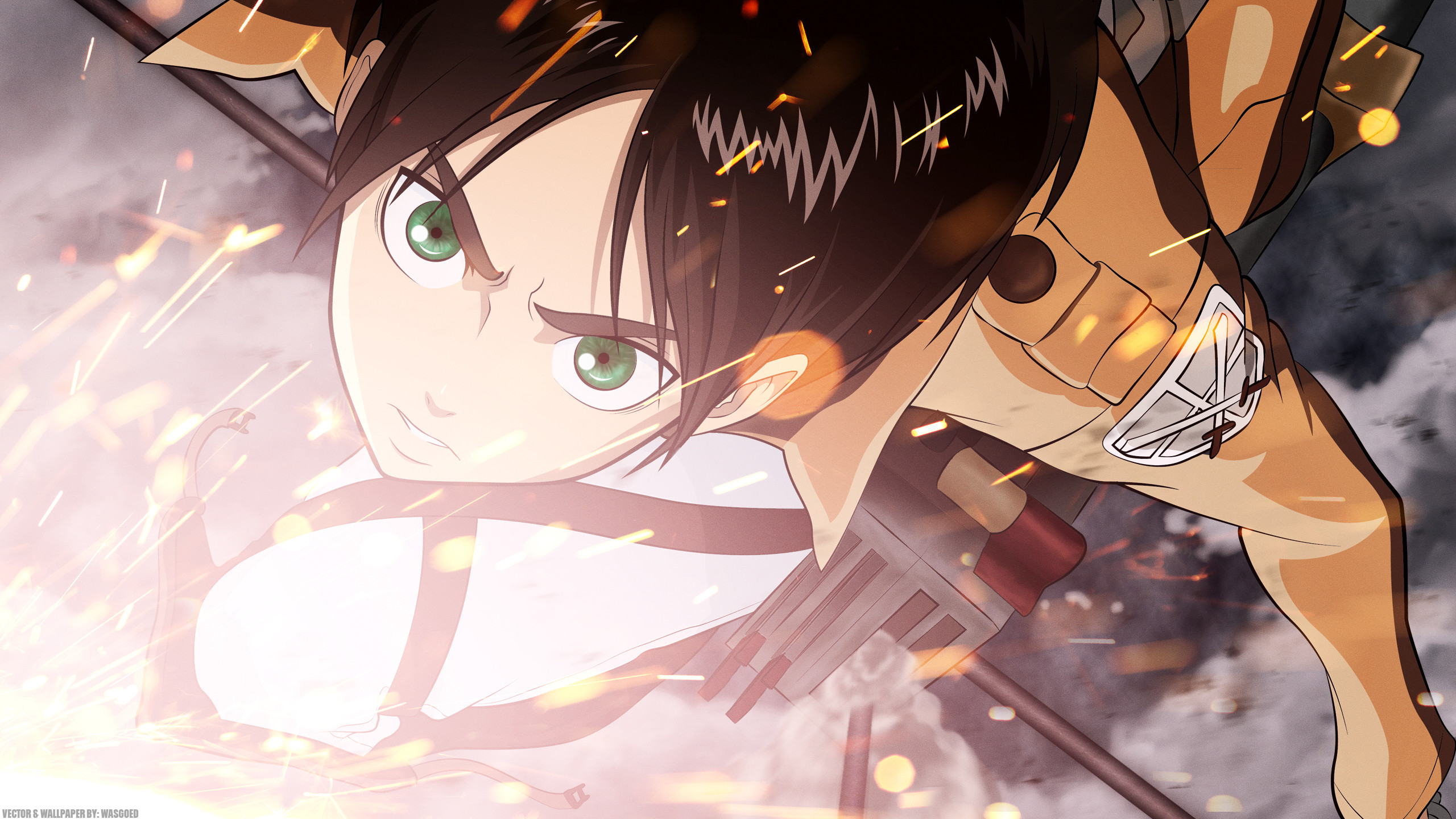 Eren Jaeger, L'attacco dei giganti, Attack on Titan, Primo piano, sfondo desktop 2560x1440
