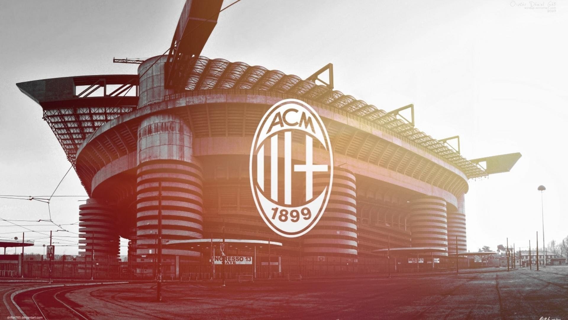 Stadio San Siro, Stemma AC Milan, AC Milan, Milano, 1920x1080, immagine di sfondo