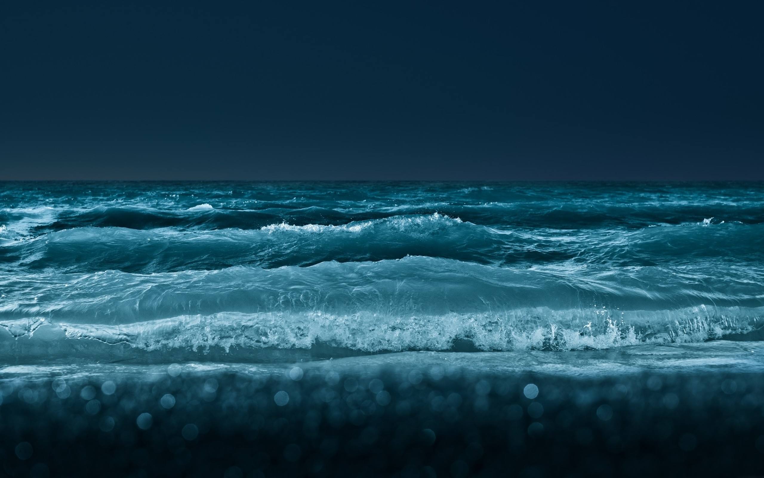 Mare, Onde, Notte, Blu scuro, 2560x1600, sfondo per PC