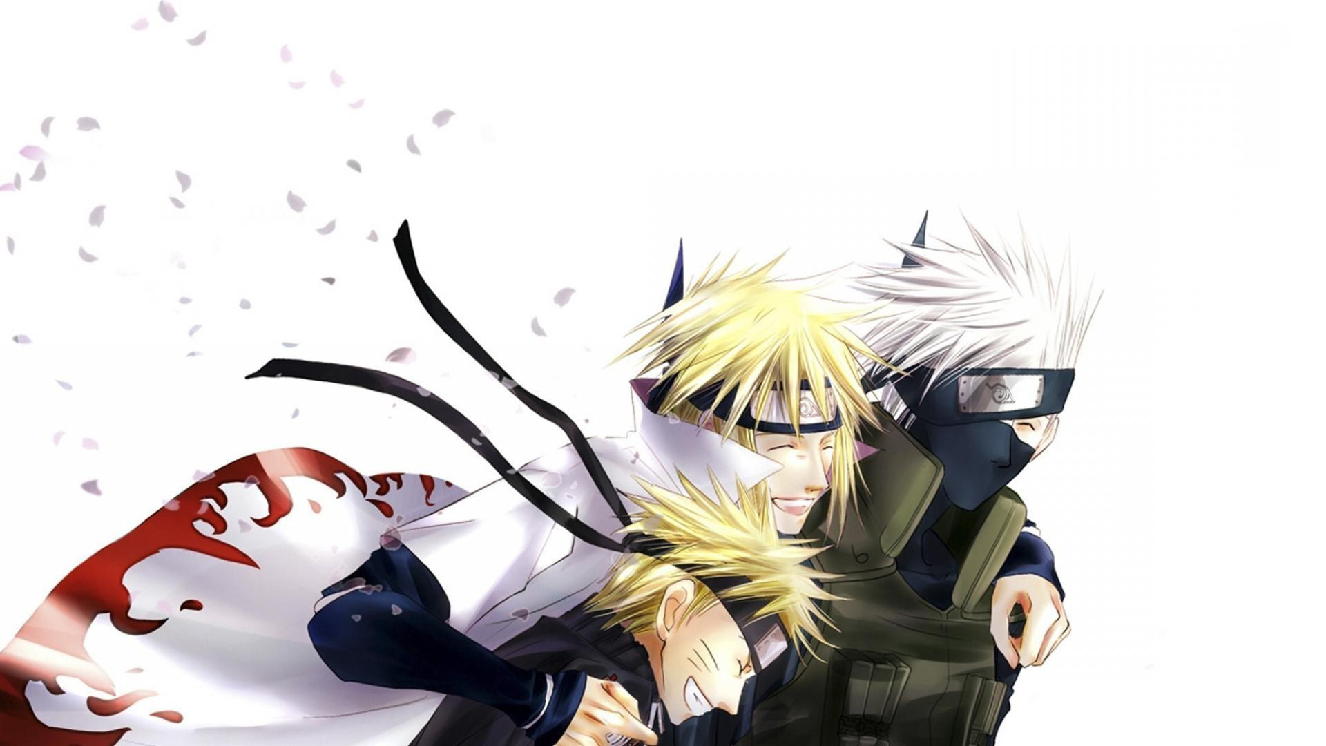 Minato Namikaze, Kakashi Hatake, Naruto, Bianco, 1920x1080, immagine di sfondo