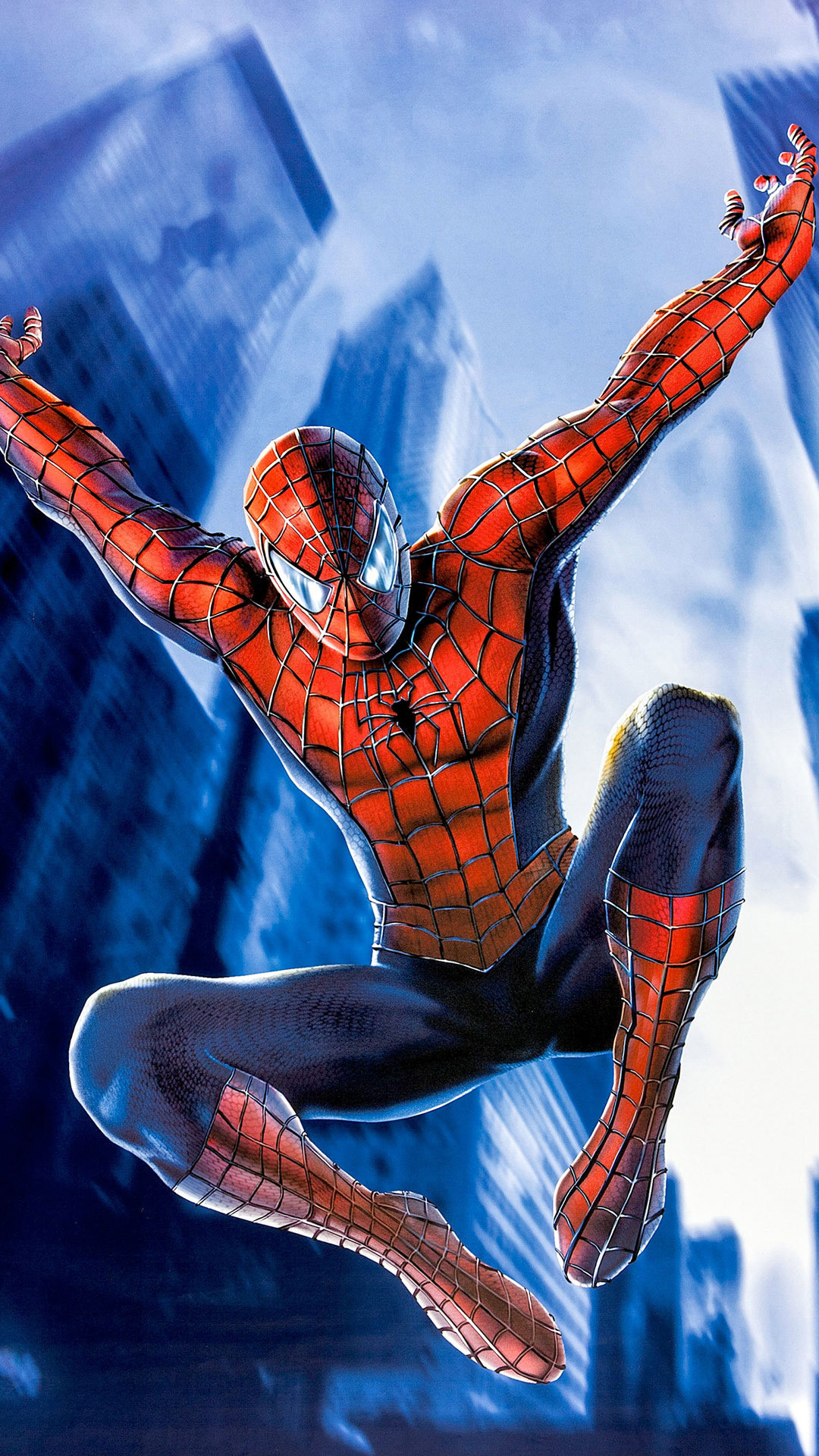 Spider-Man, Salto, Grattacieli, Fumetto, Full HD, wallpaper per smartphone
