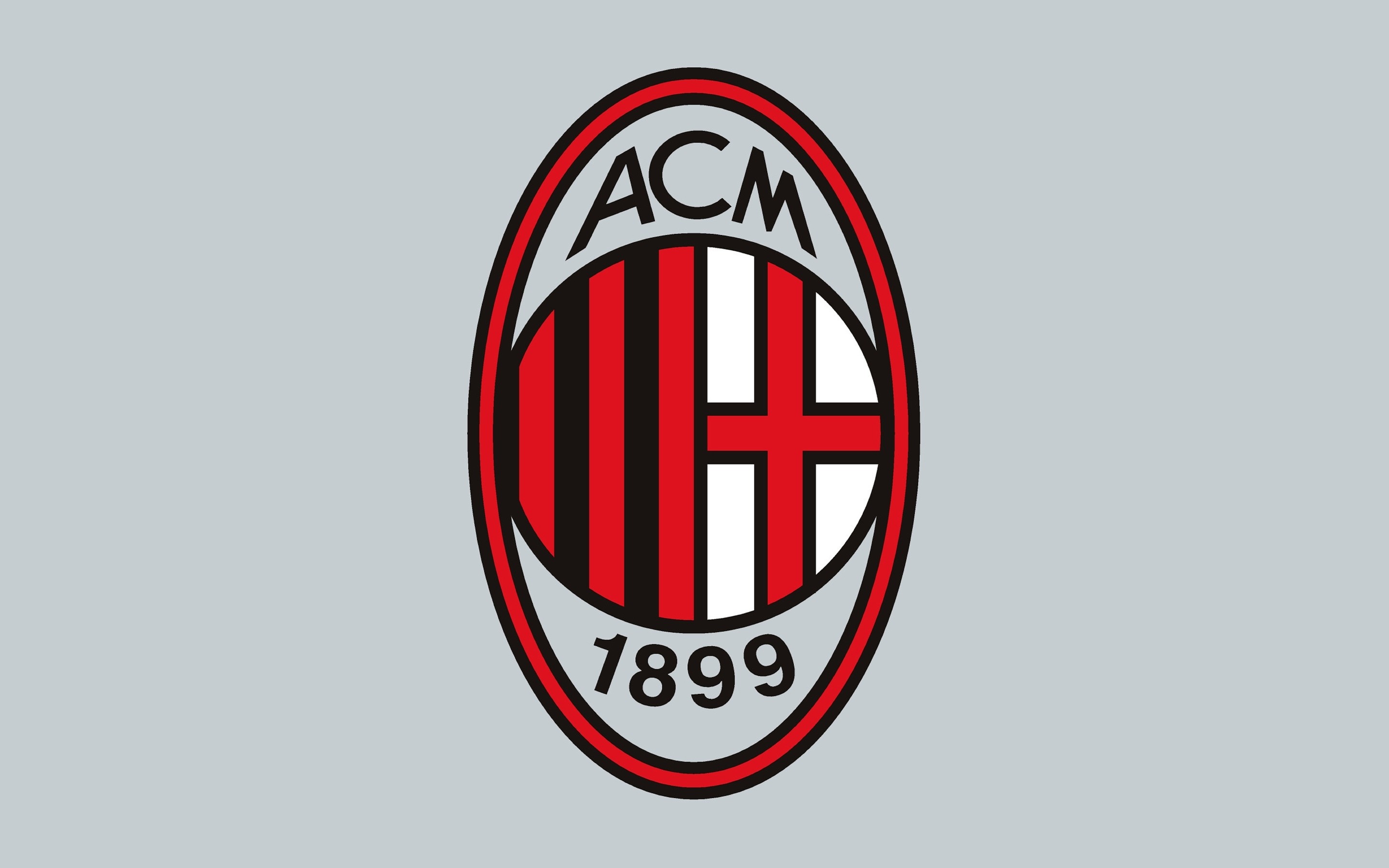 Stemma AC Milan, AC Milan, 1899, Sfondo grigio, 2880x1800, wallpaper desktop