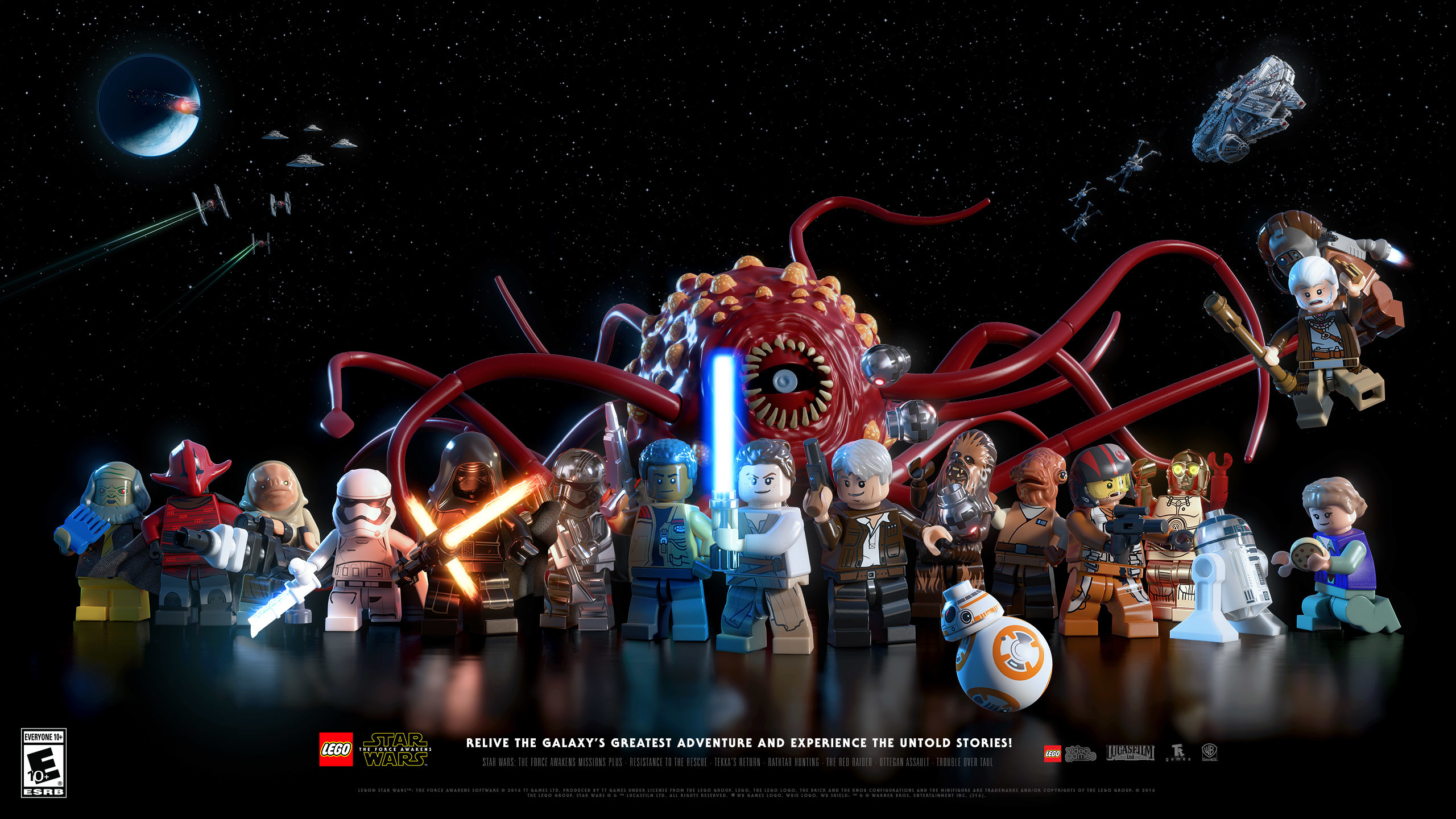 LEGO Star Wars: Il risveglio della Forza, Minifigure, BB-8, Rathtar, sfondo desktop 2K