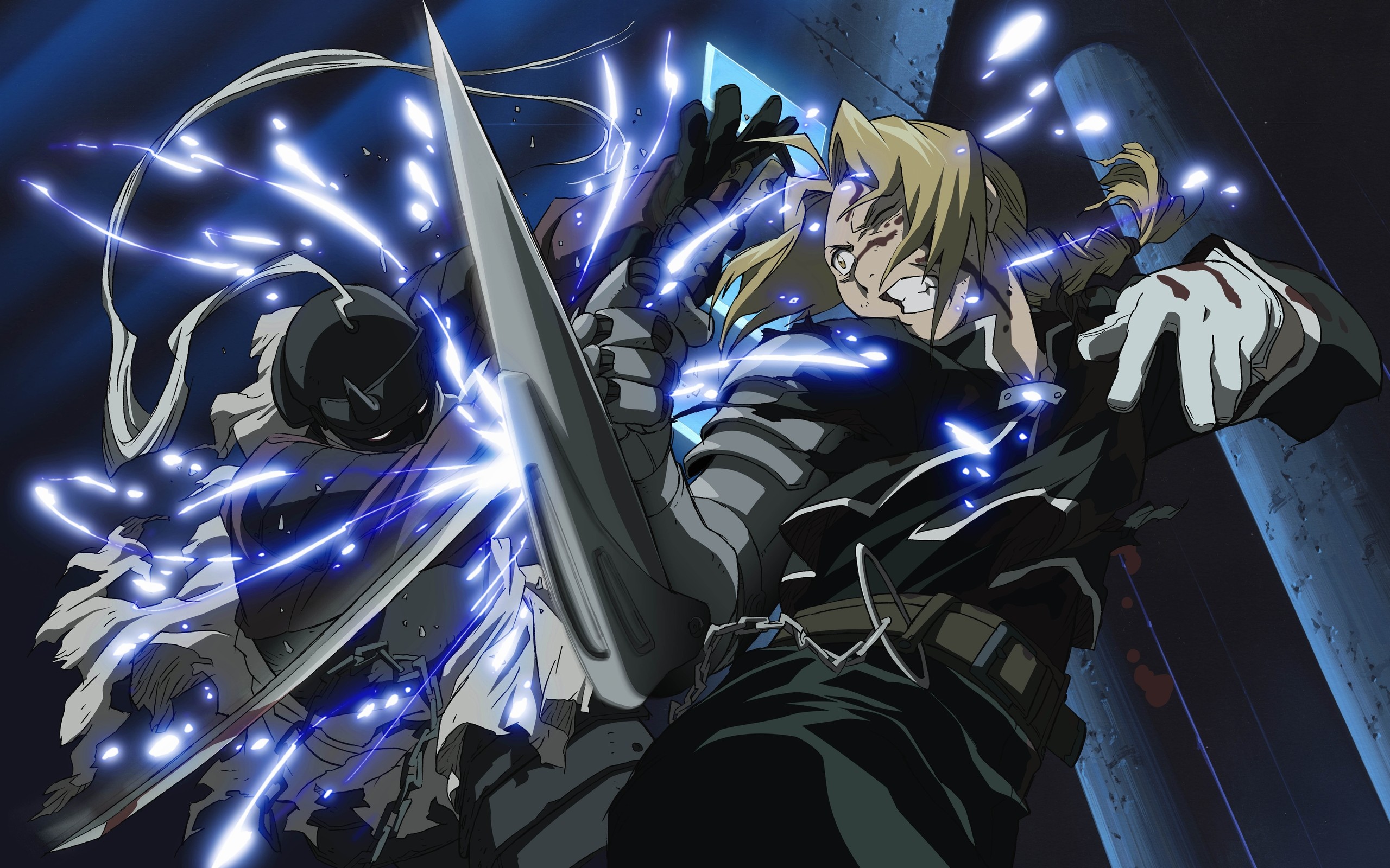 Edward Elric, Fullmetal Alchemist: Brotherhood, Alchimia, Lampi blu, sfondo desktop 1600p