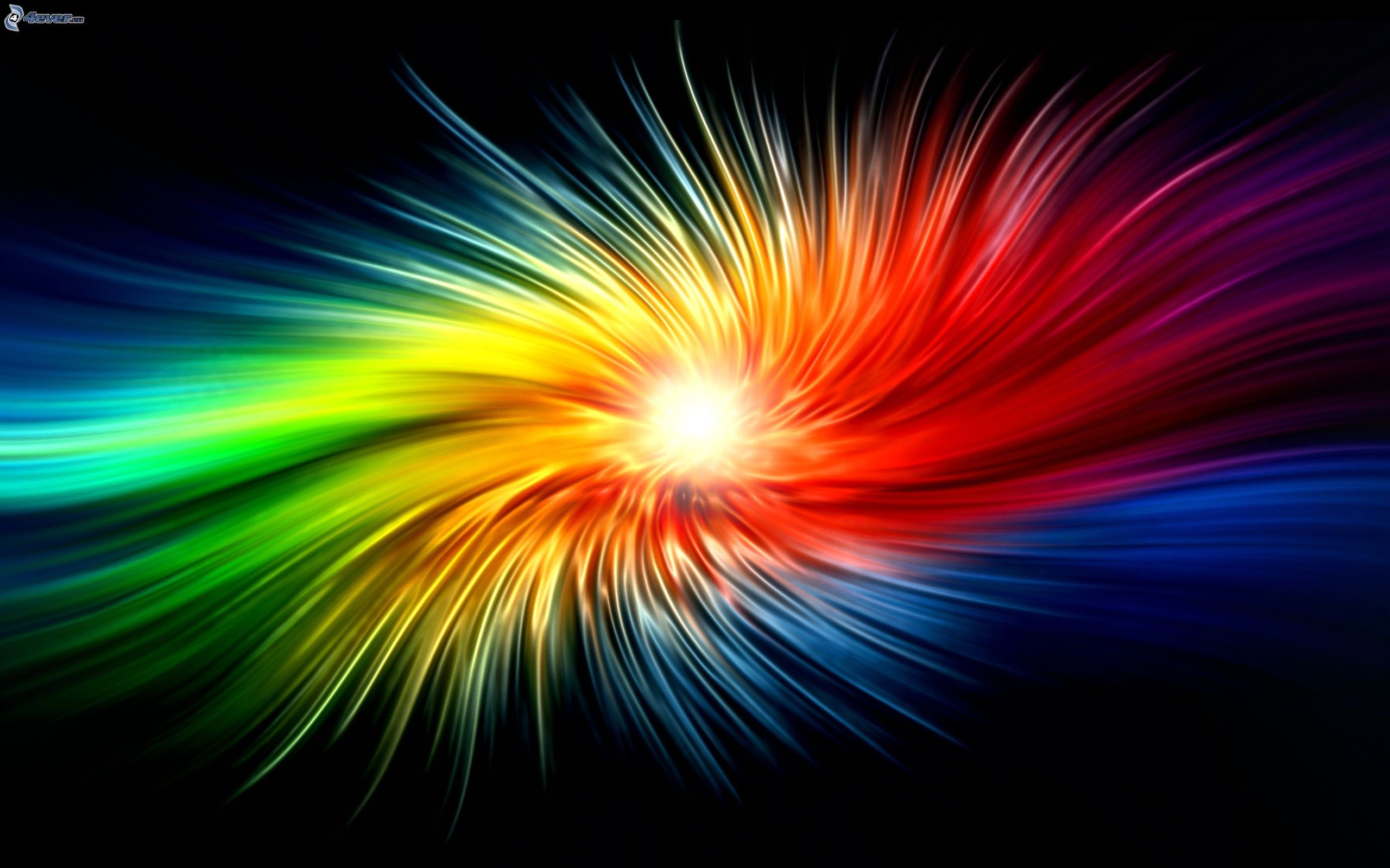 Esplosione di colori, Arcobaleno, Sfondo nero, 2K, wallpaper per computer