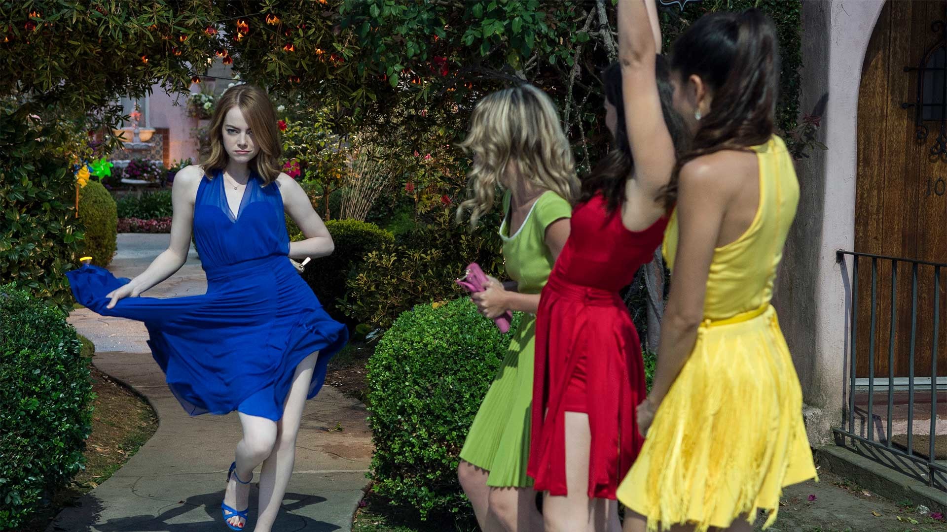 La La Land, Emma Stone, Abiti colorati, Ballo, Notte, 1920x1080, sfondo per PC