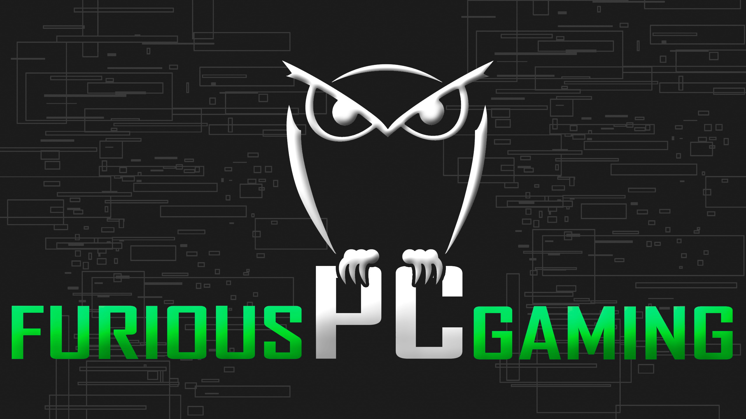Furious PC Gaming, Gufo, Logo, Verde, 16:9 2K, sfondo widescreen