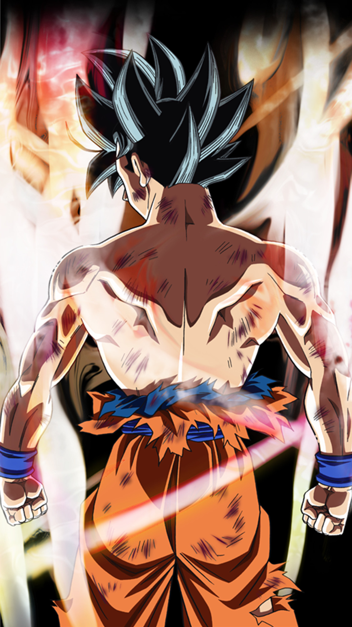 Son Goku, Ultra Istinto, Dragon Ball Super, Vista posteriore, Aura, sfondo Full HD per cellulare