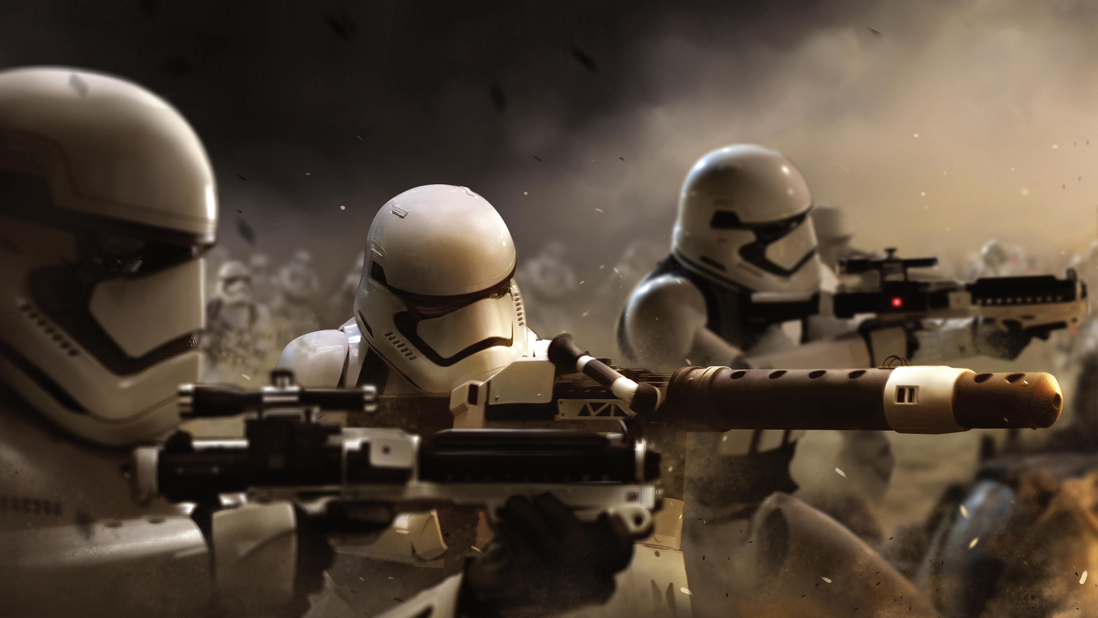 Stormtrooper del Primo Ordine, Star Wars: Il risveglio della Forza, Blaster, Battaglia, sfondo Ultra HD