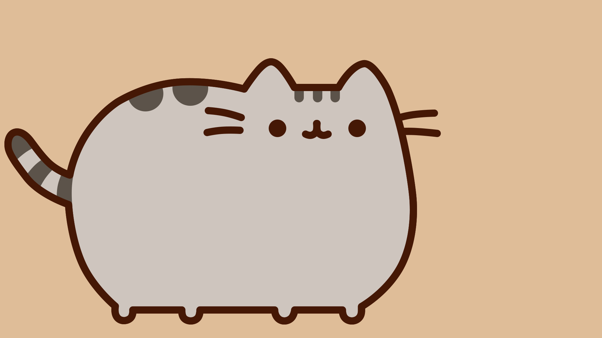 Pusheen, Gatto cartoon, Sfondo beige, Full HD, wallpaper per computer