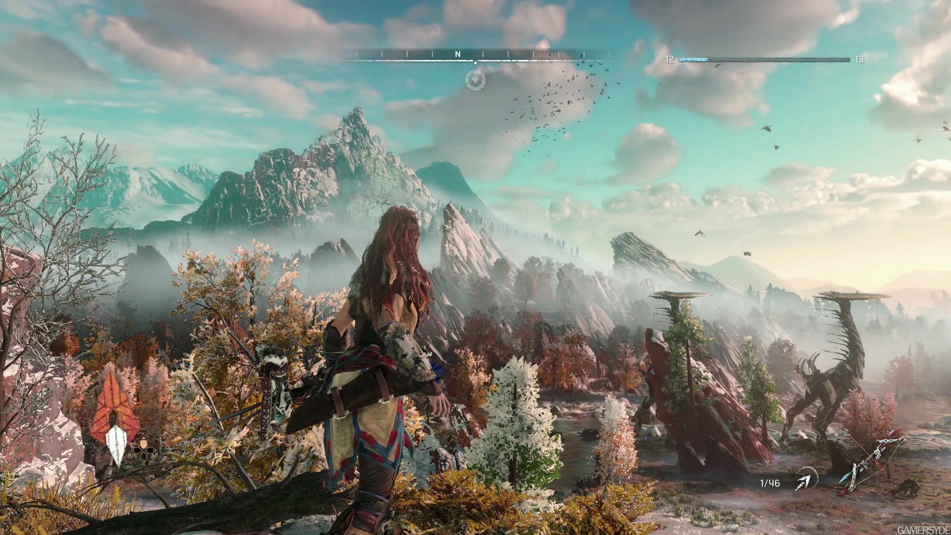 Aloy, Horizon Zero Dawn, Gameplay, Montagne, Full HD, sfondo desktop