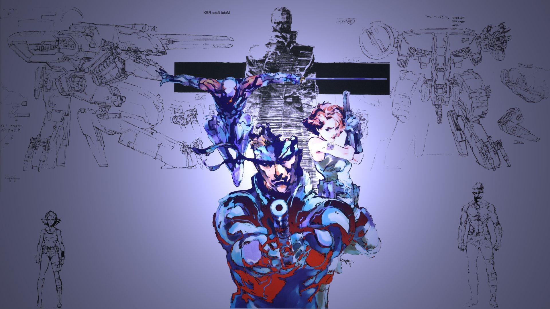 Metal Gear Solid 2: Sons of Liberty, Raiden, Yoji Shinkawa, Schizzi, Toni blu, sfondo Full HD