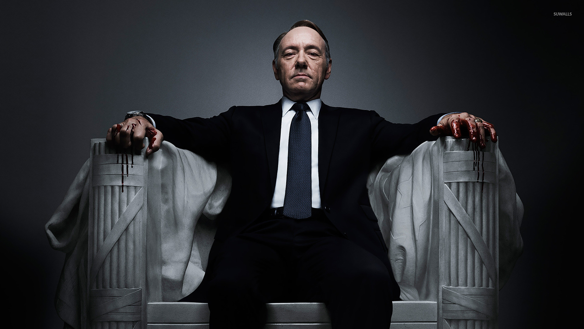 Frank Underwood, Kevin Spacey, House of Cards, Lincoln Memorial, Mani insanguinate, Trono, sfondo 1080p
