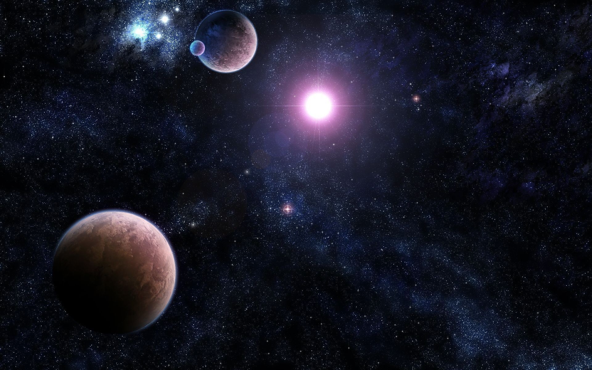Pianeti, Stella, Spazio, Arte digitale, 16:10 Full HD, sfondo widescreen