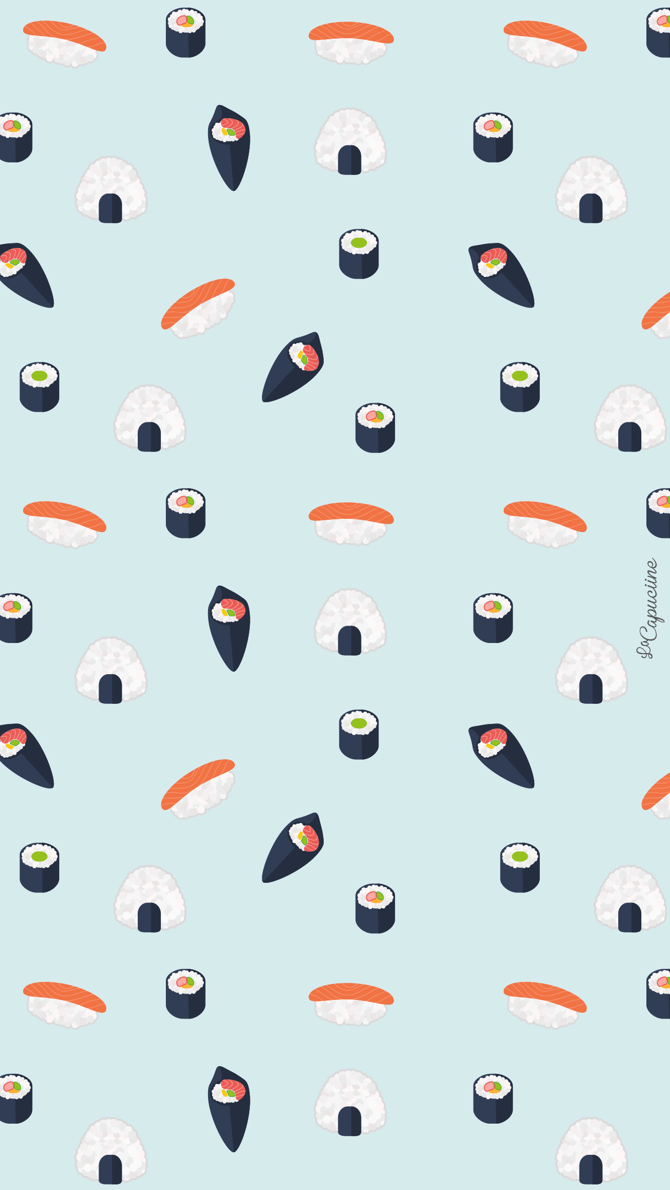 Sushi, Onigiri, Maki, Motivo, Azzurro, Full HD, schermata di blocco del cellulare