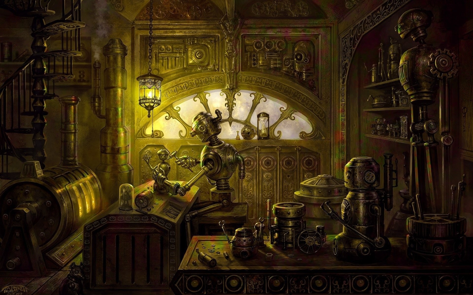 Laboratorio, Inventore, Macchinari, Steampunk, 1920x1200, sfondo per PC