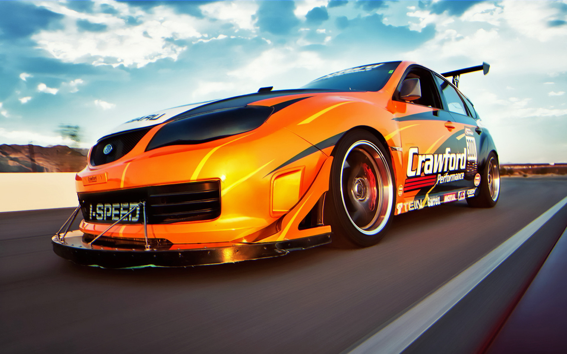 Auto tuning, Arancione, Strada, Mosso, sfondo per tablet