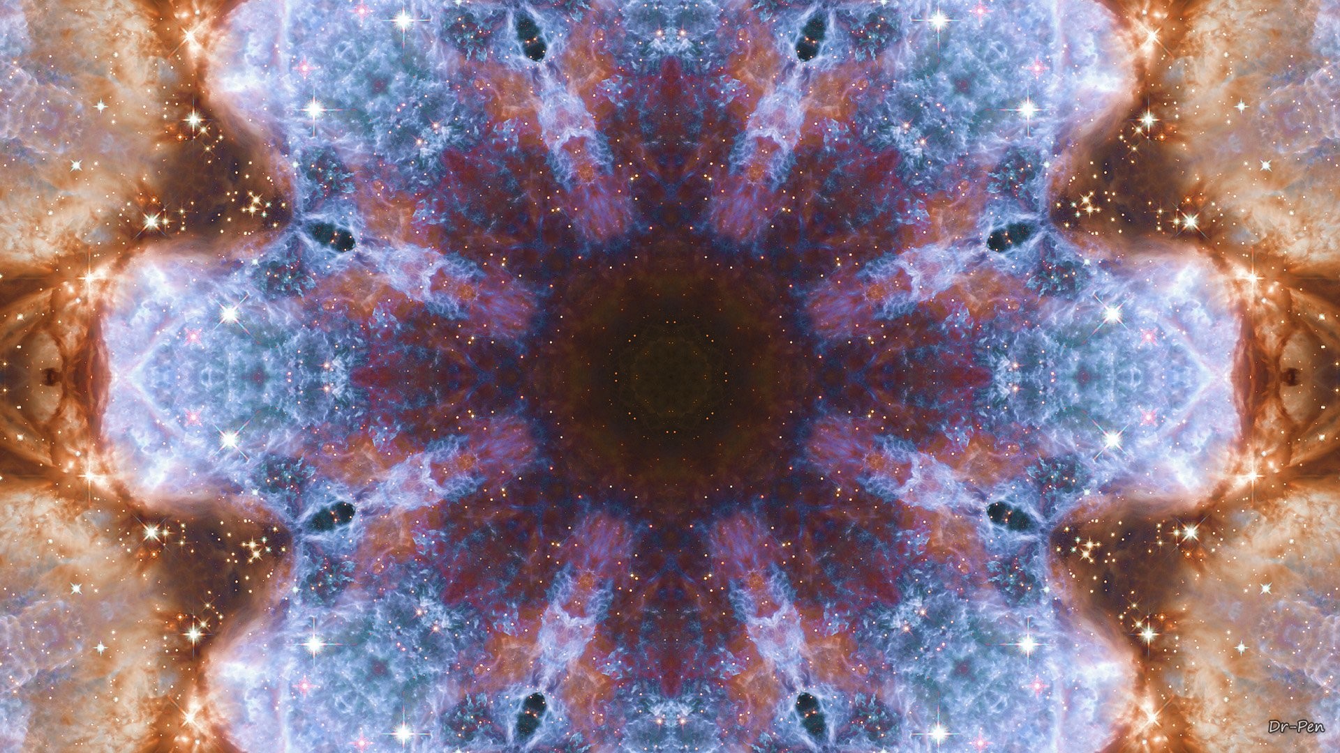 Caleidoscopio, Mandala, Nebulosa, Spazio, Full HD, sfondo desktop