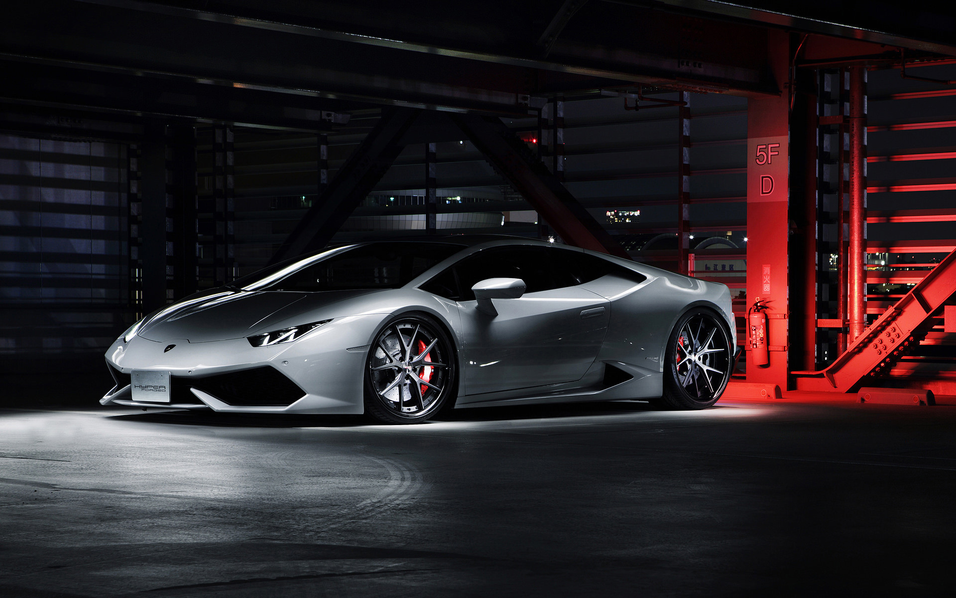 Lamborghini Huracán, Argento, Garage, Rosso, 1920x1200, sfondo MacBook Pro