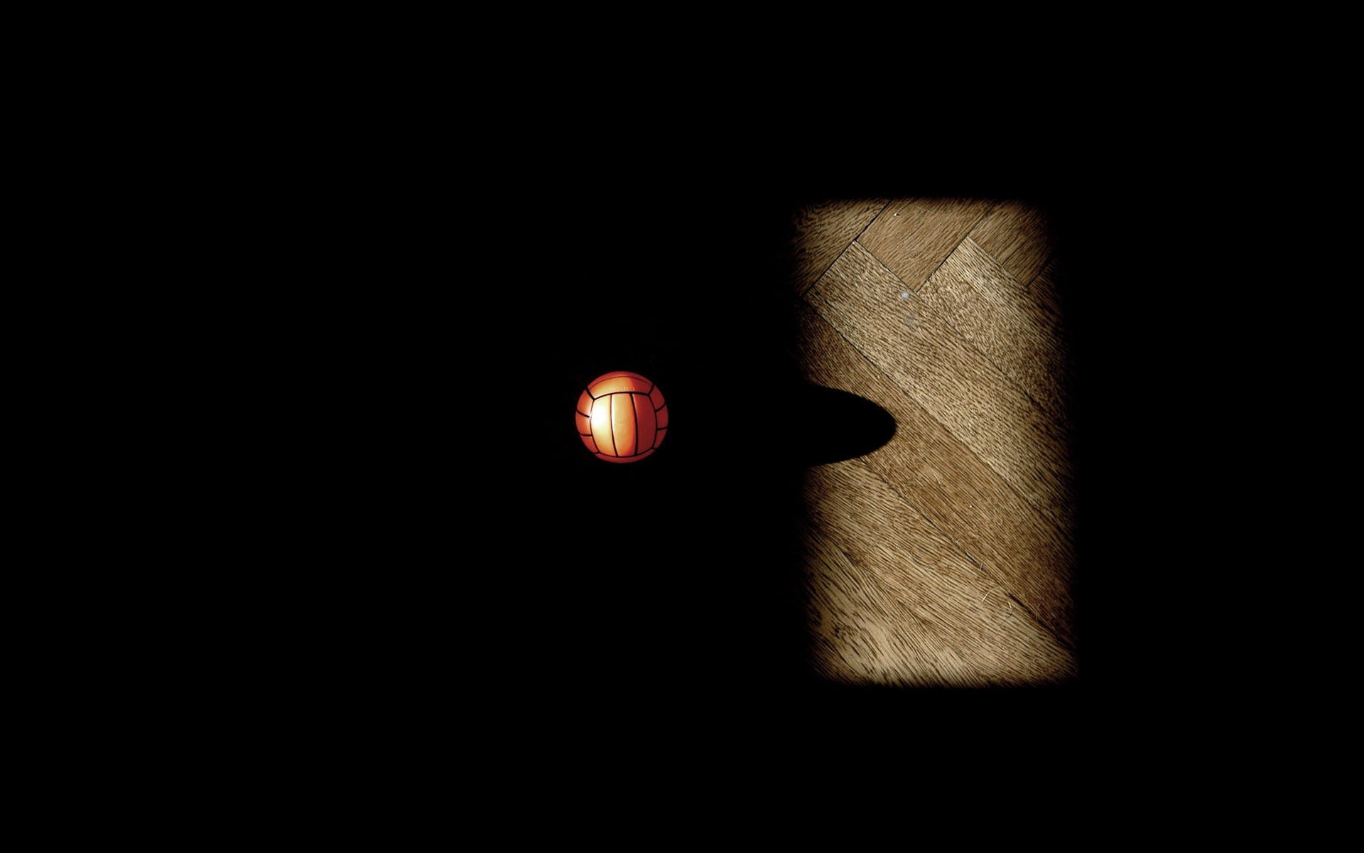 Pallone da basket, Parquet, Fascio di luce, Sfondo nero, Full HD, wallpaper per PC