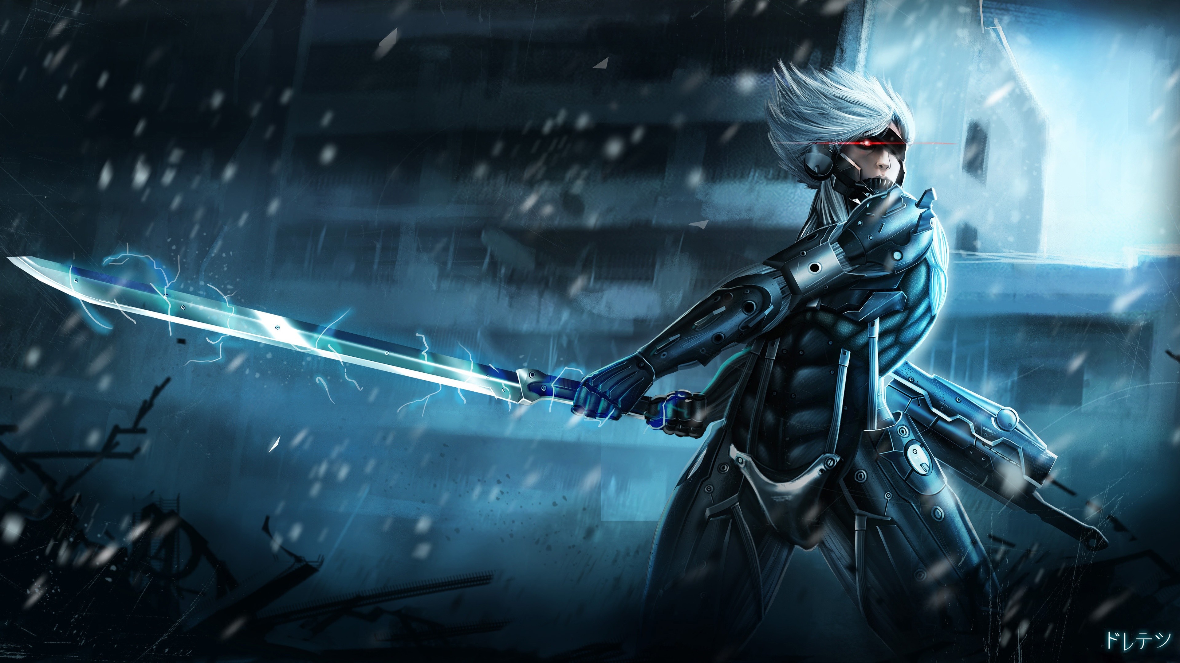 Raiden, Metal Gear Rising: Revengeance, Spada, Notte, 4K, sfondo per PC e portatile