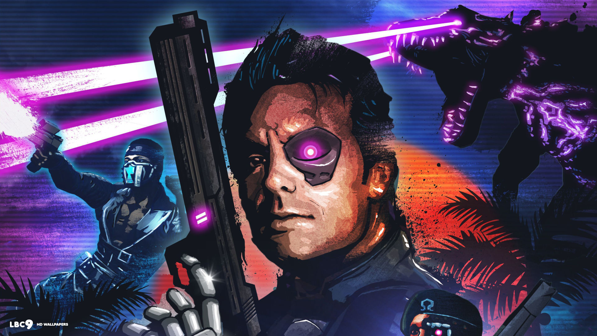 Rex Power Colt, Far Cry 3: Blood Dragon, Occhio cibernetico, Laser, sfondo widescreen Full HD
