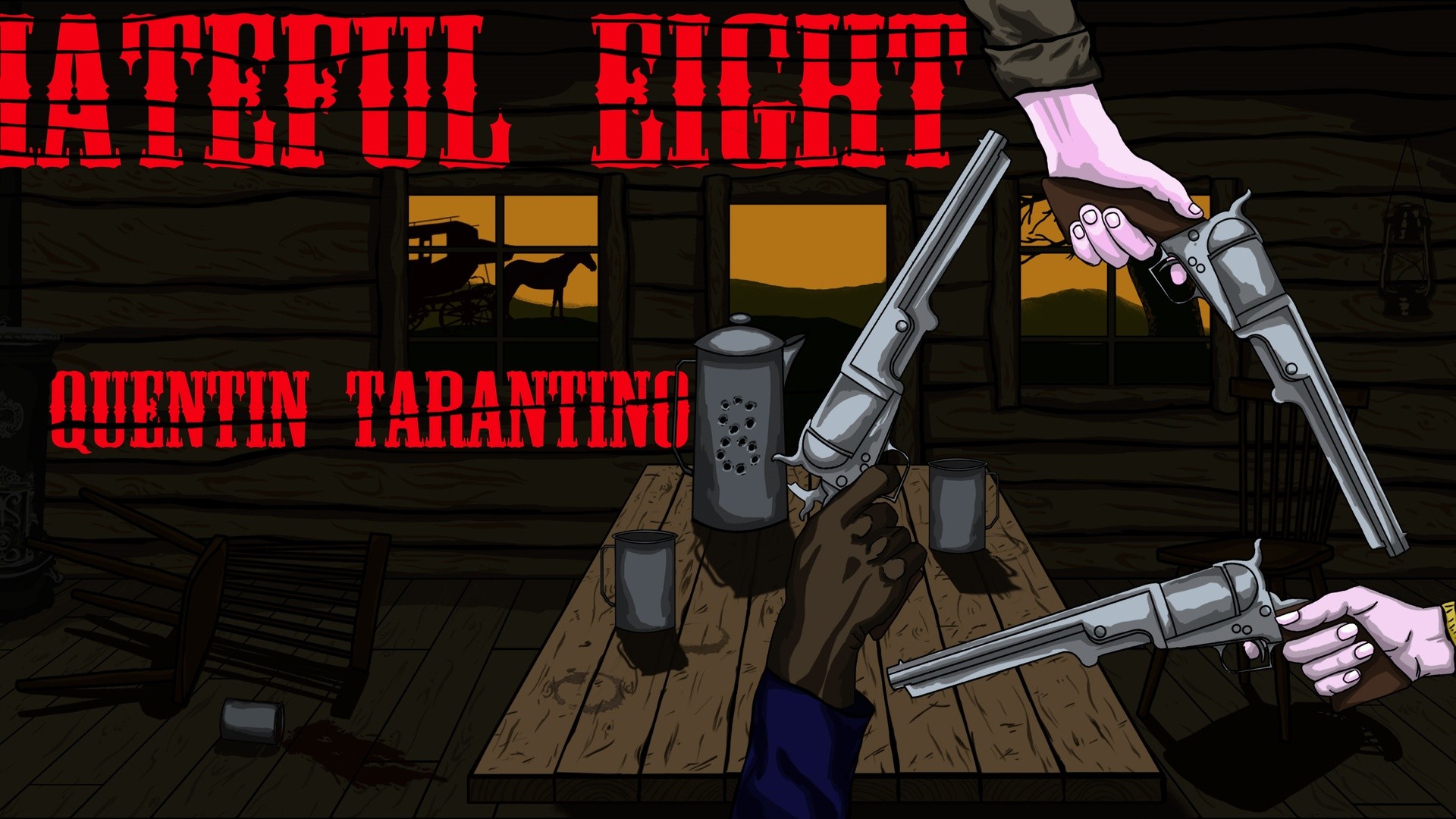 The Hateful Eight, Quentin Tarantino, Revolver, Illustrazione, Western, sfondo per portatile