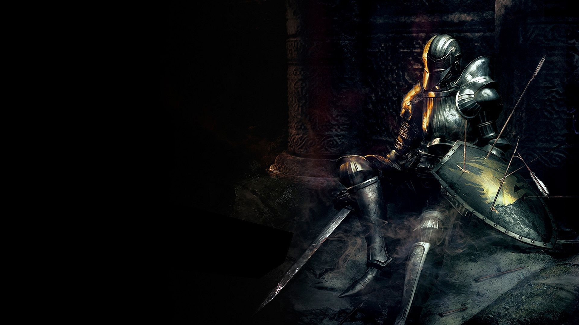 Cavaliere, Armatura, Scudo, Sfondo scuro, 16:9 Full HD, wallpaper widescreen