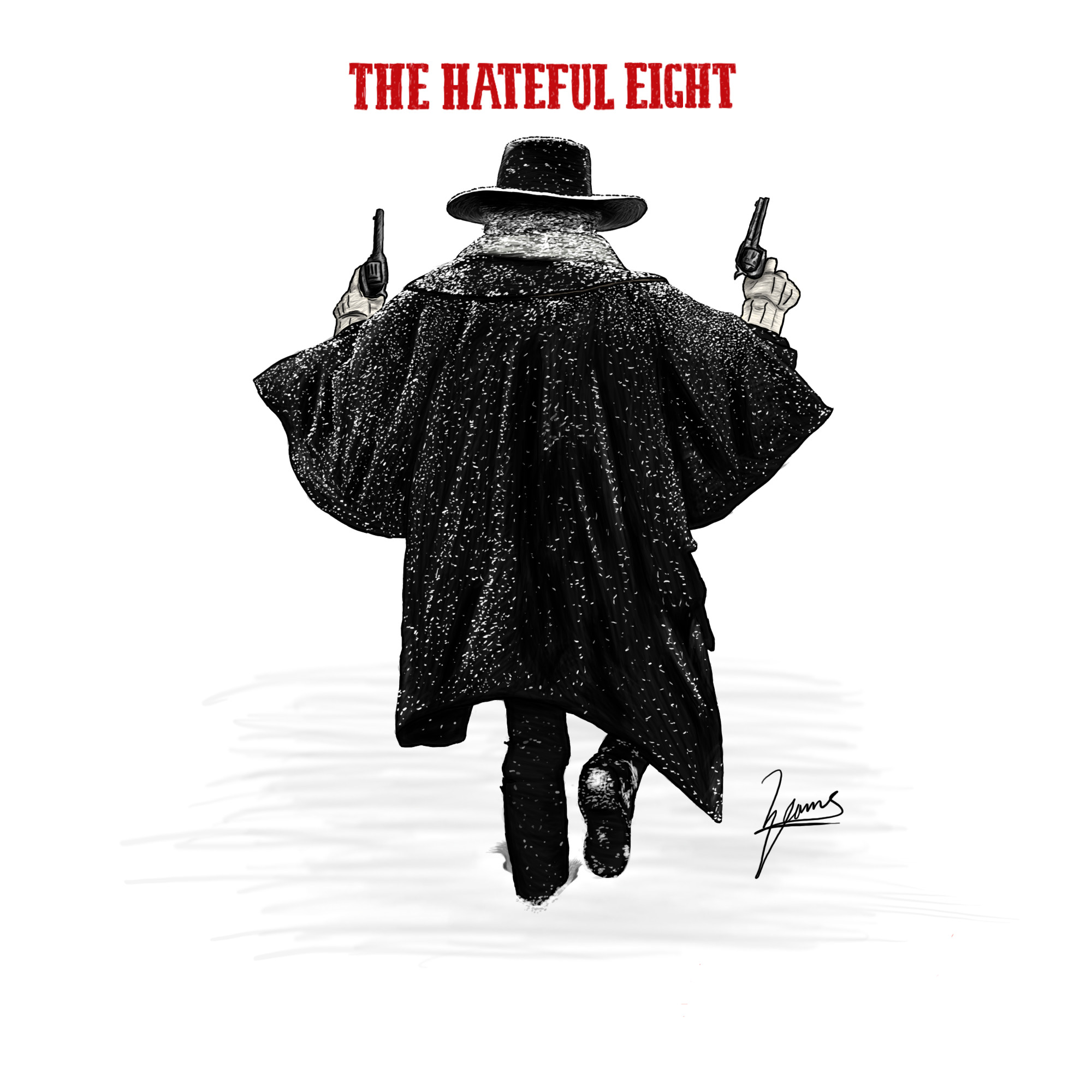 The Hateful Eight, Marquis Warren, Illustrazione, Pistole, Neve, wallpaper per iPad